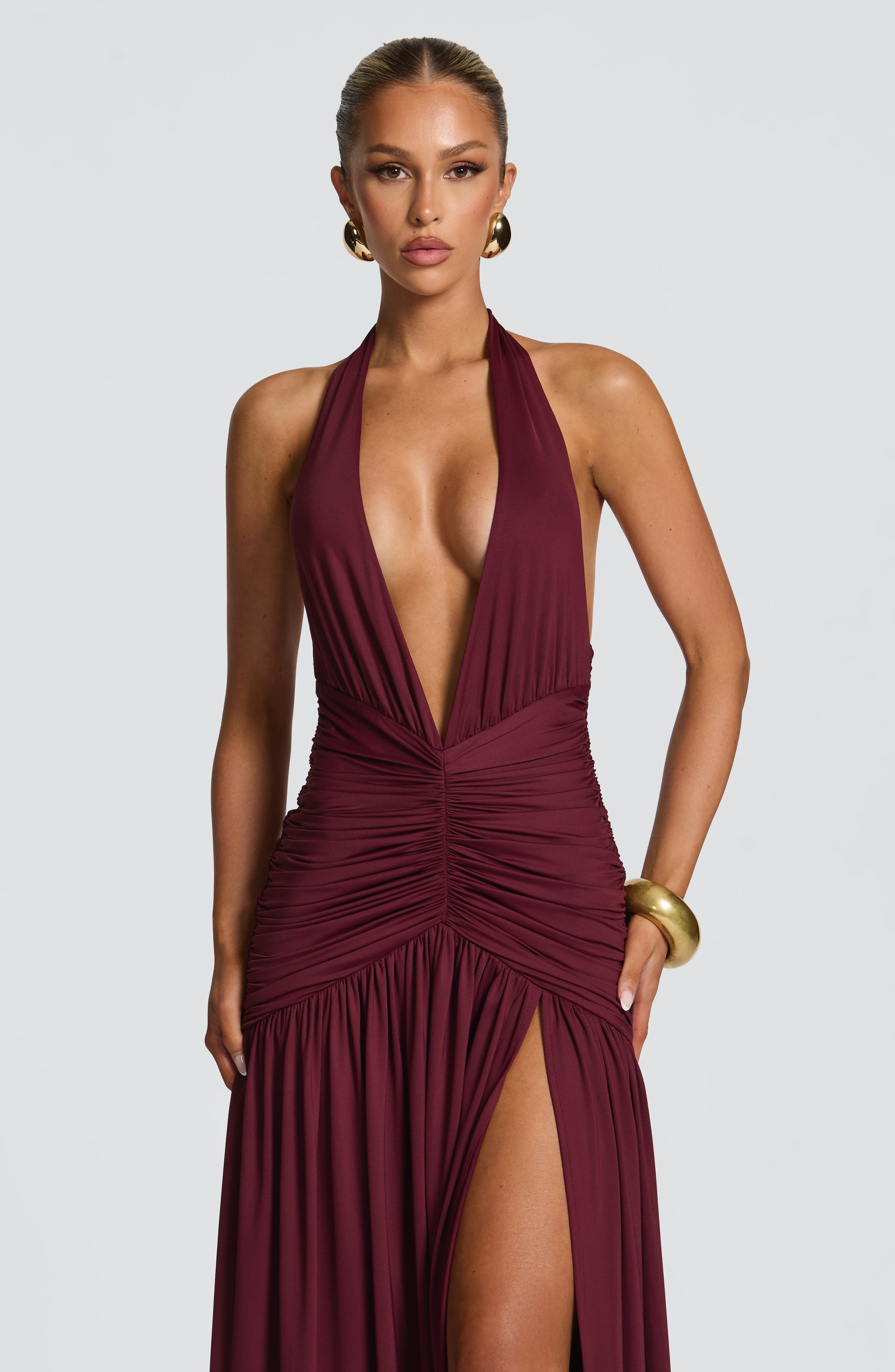 minilena Melania Maxi Dress Cherry Lacquer