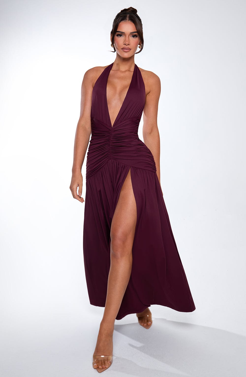 minilena Melania Maxi Dress Cherry Lacquer