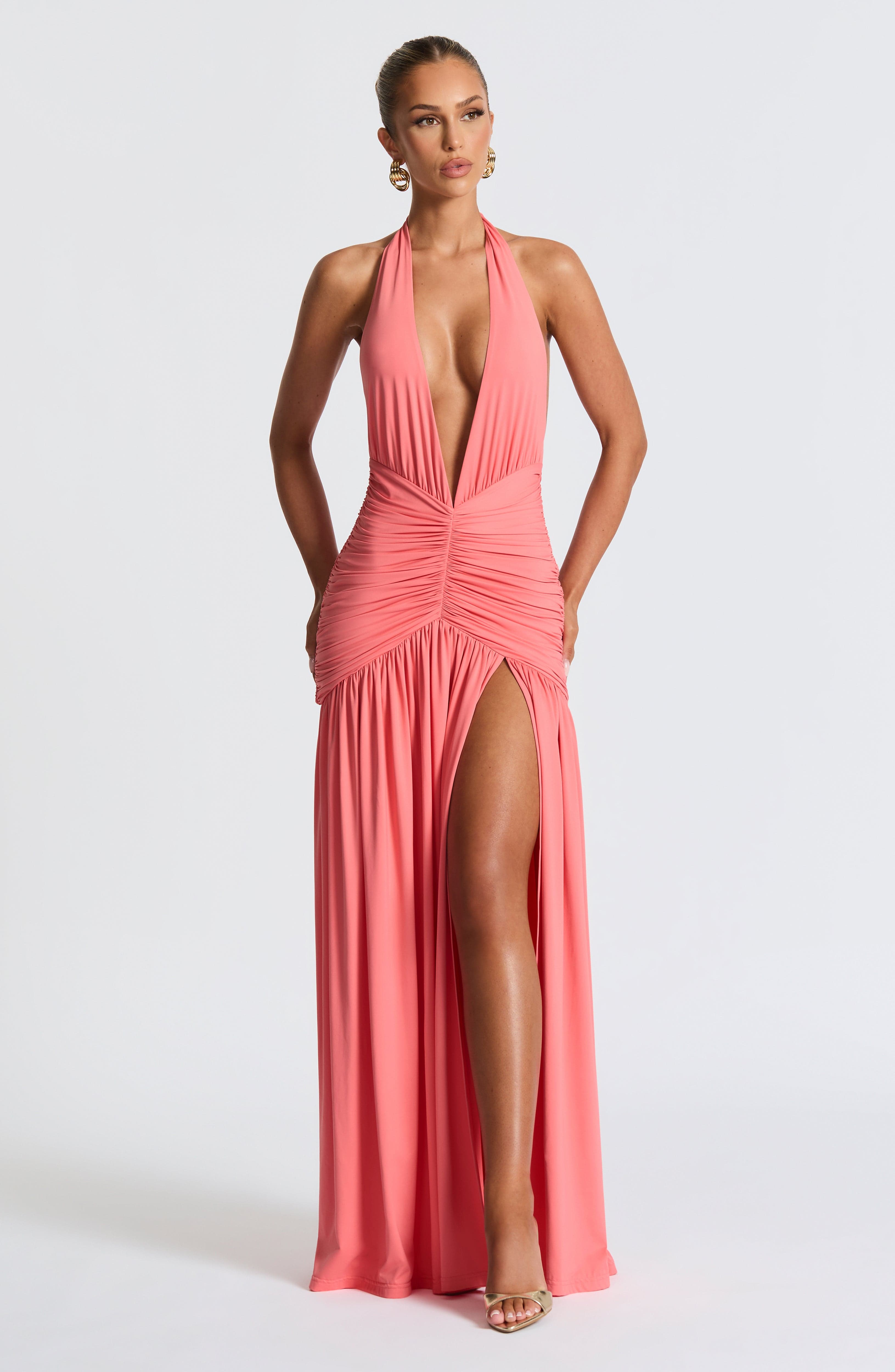 minilena Melania Maxi Dress Coral Pink