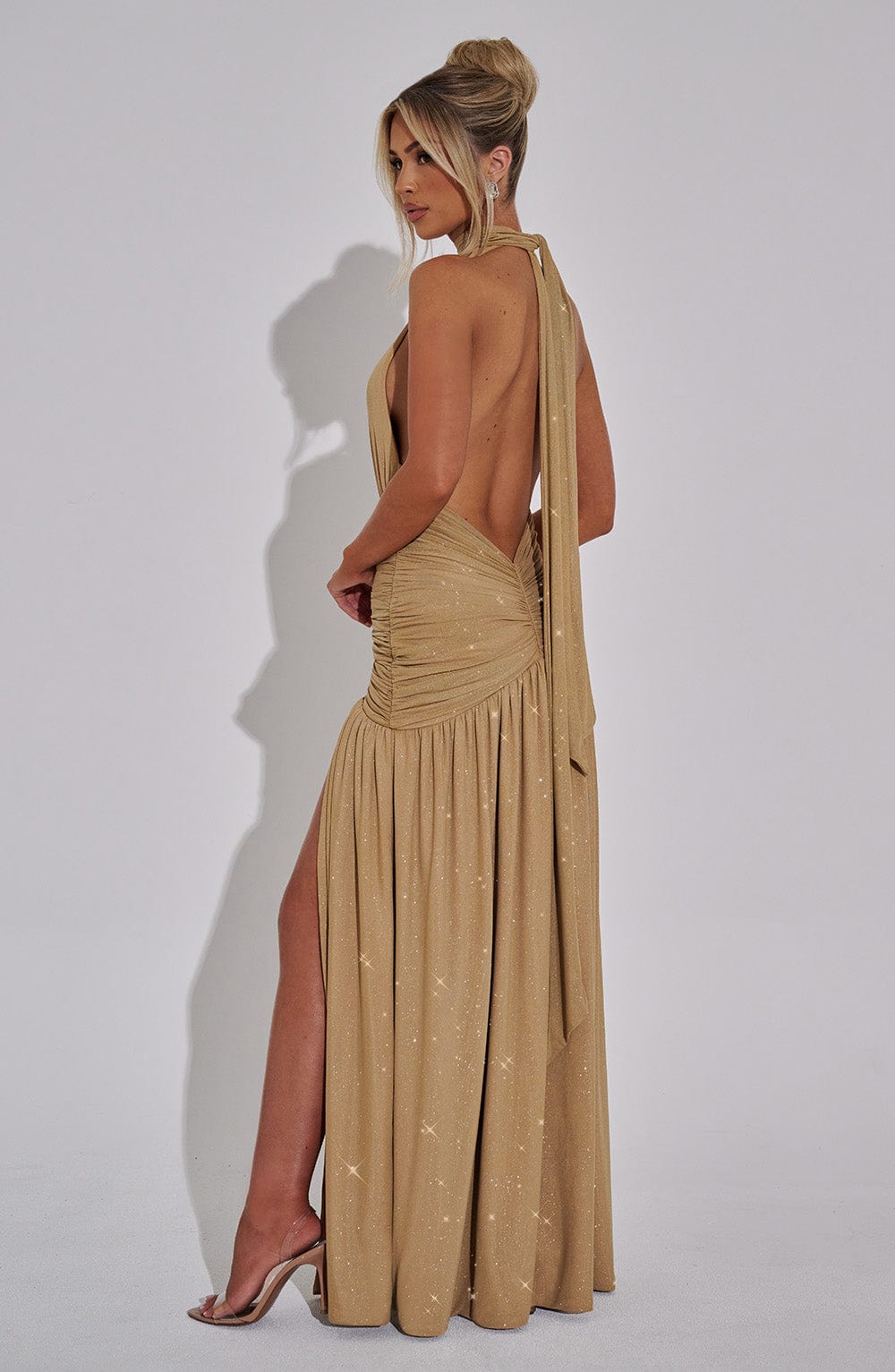 minilena Melania Maxi Dress Gold Sparkle