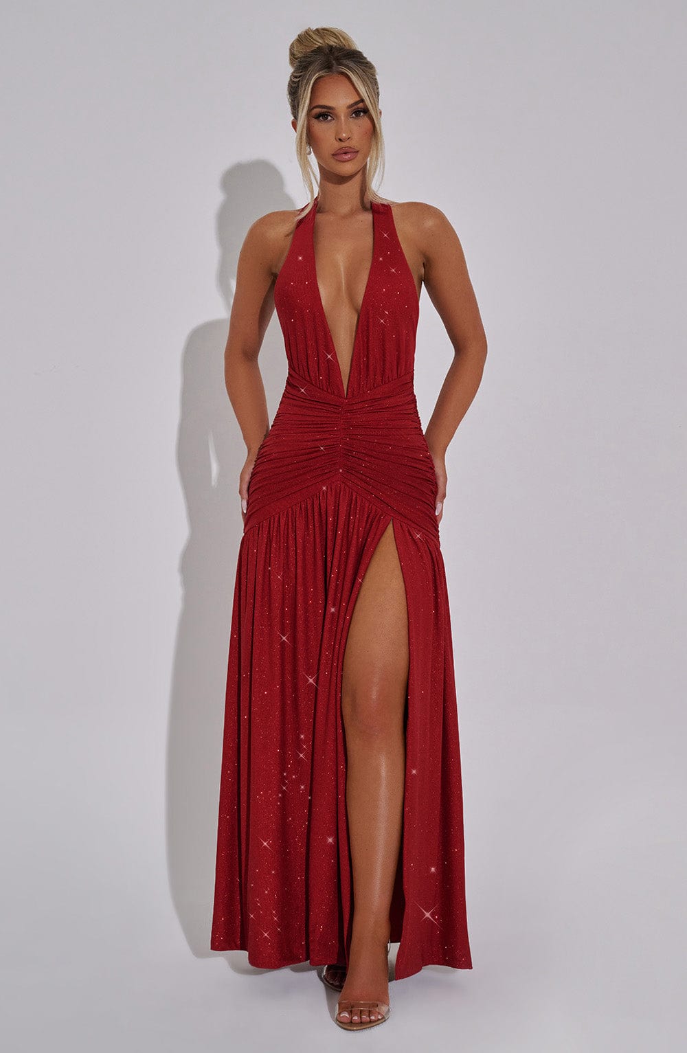 minilena Melania Maxi Dress Red Sparkle