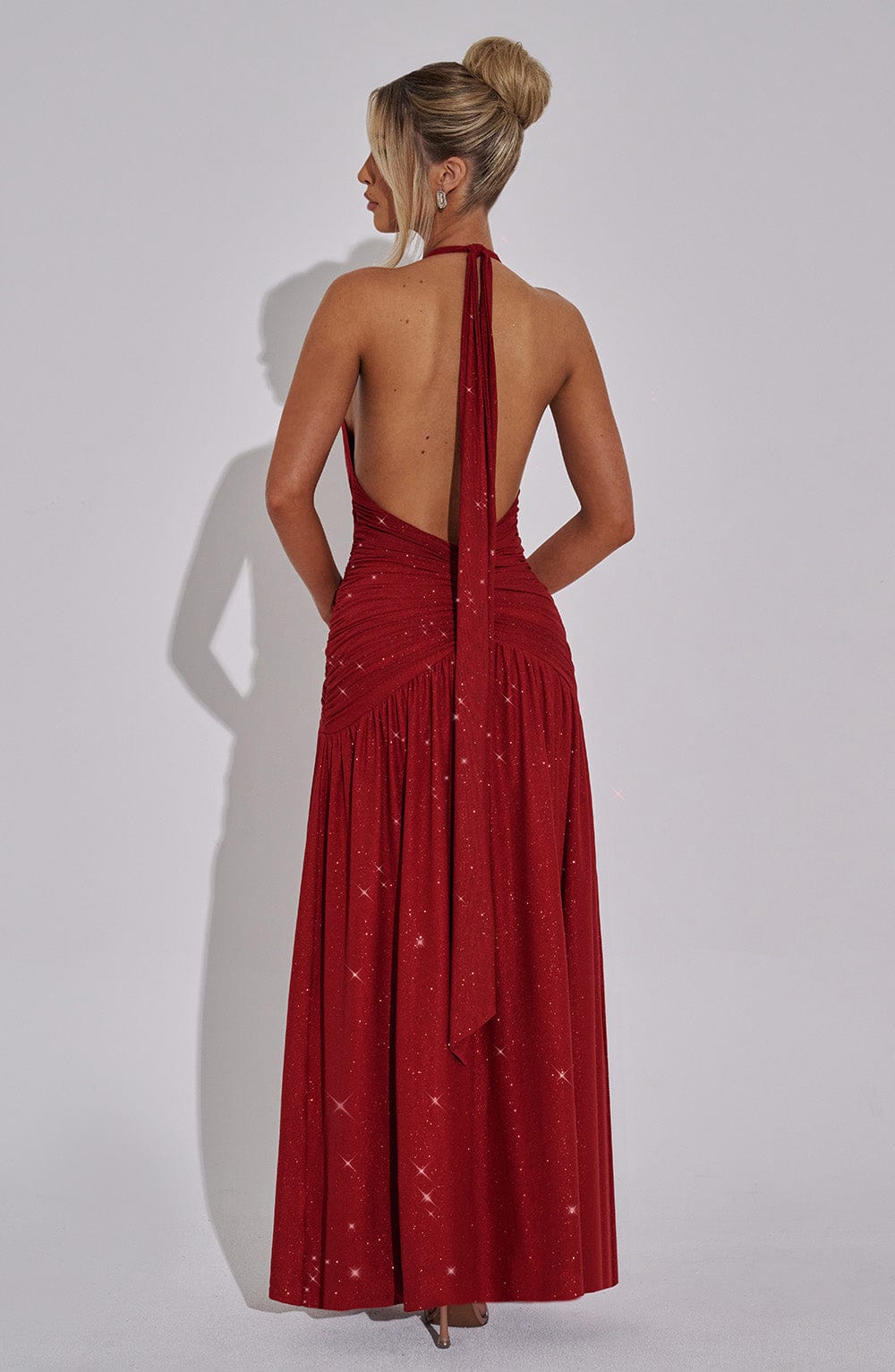 minilena Melania Maxi Dress Red Sparkle