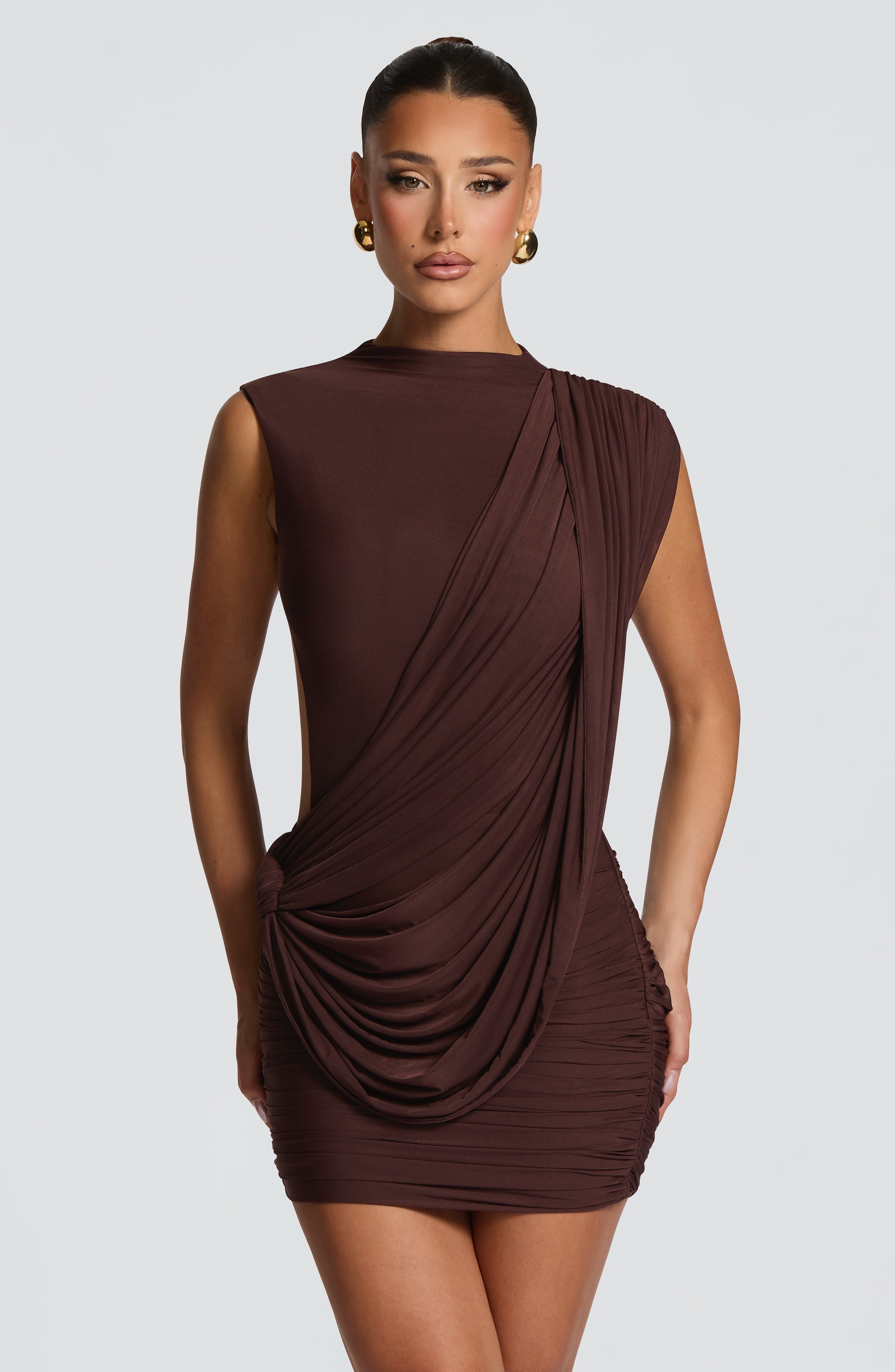 minilena Mireya Mini Dress Plum Brown