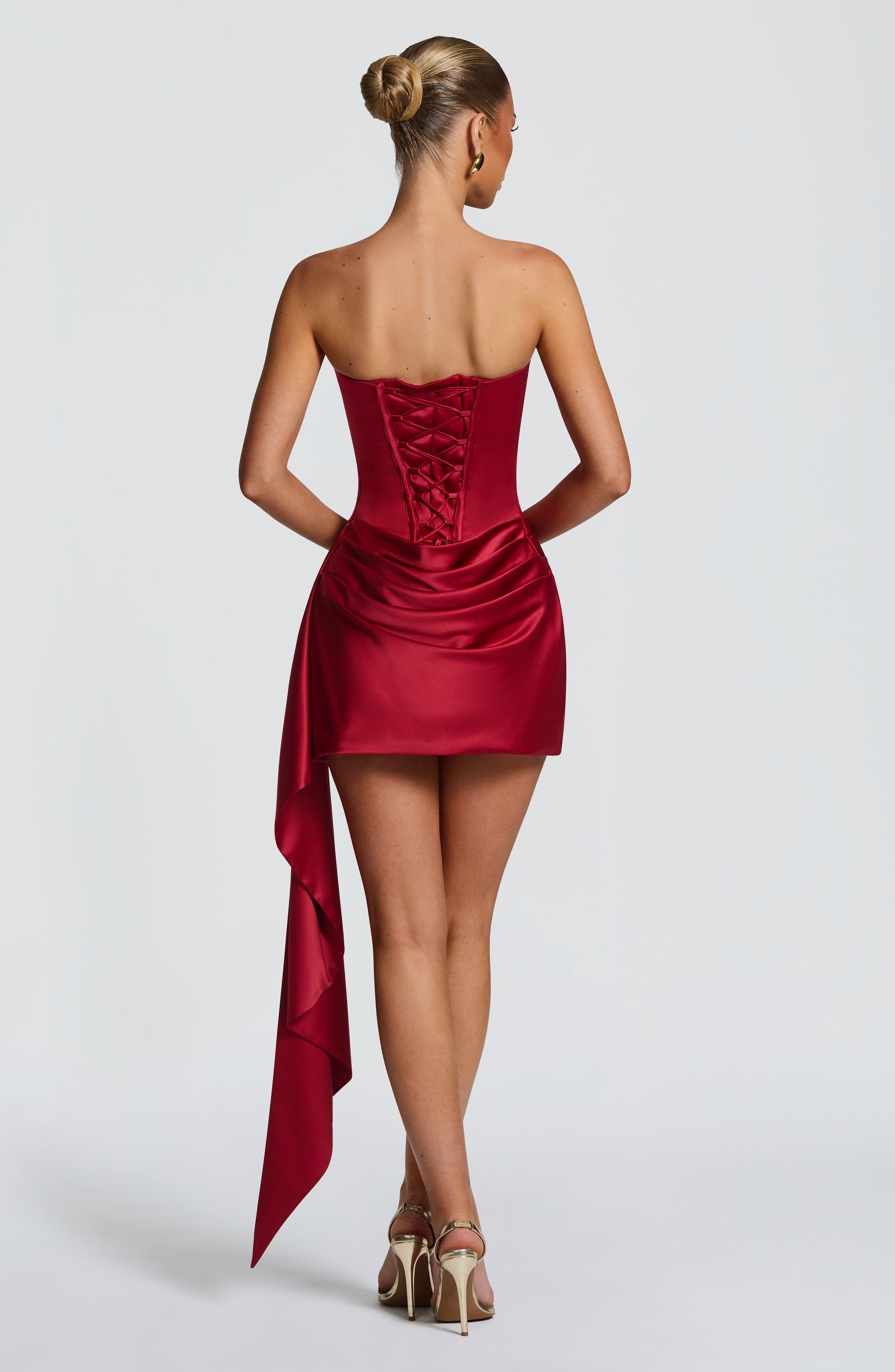 minilena Mona Mini Dress Deep Red