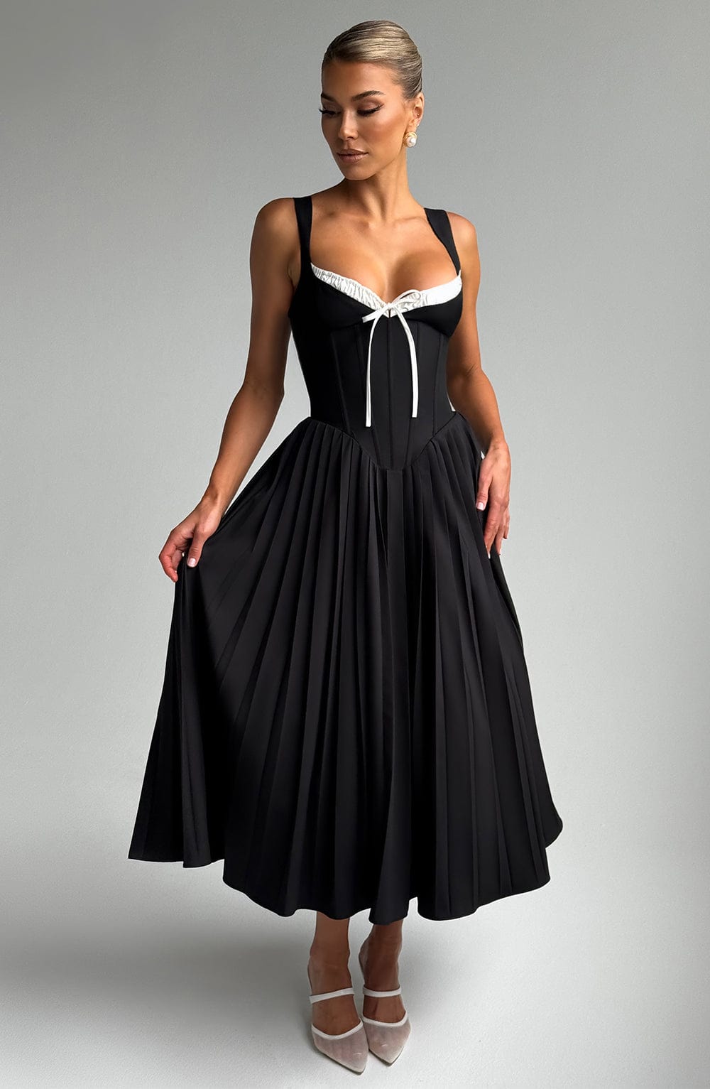 minilena Natassia Midi Dress Black/White