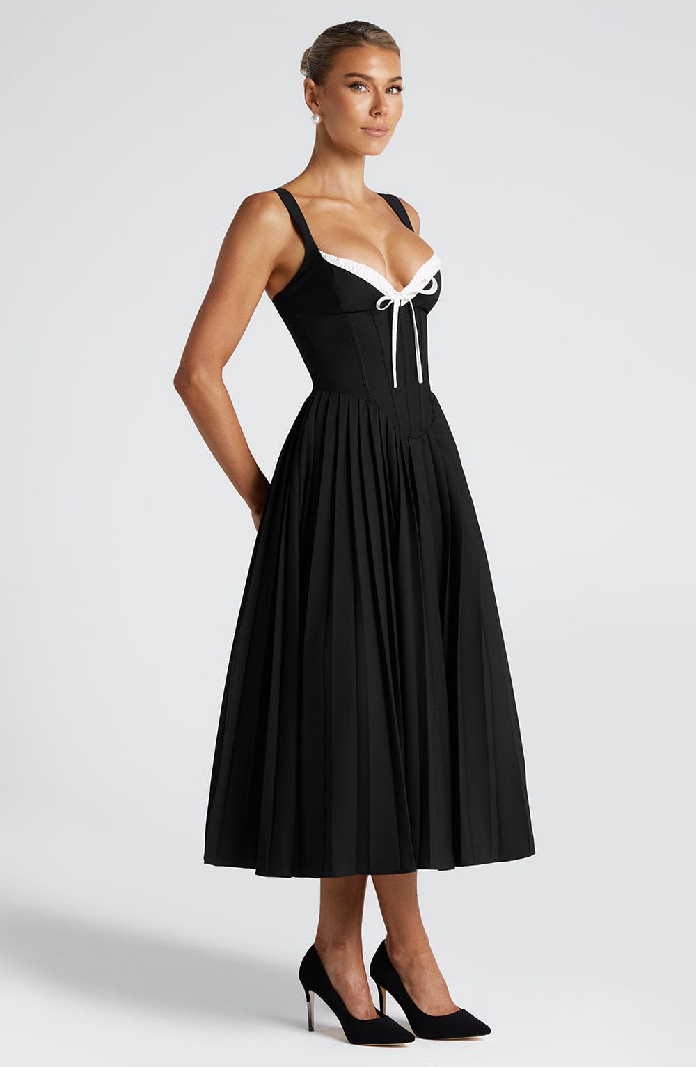 minilena Natassia Midi Dress Black/White