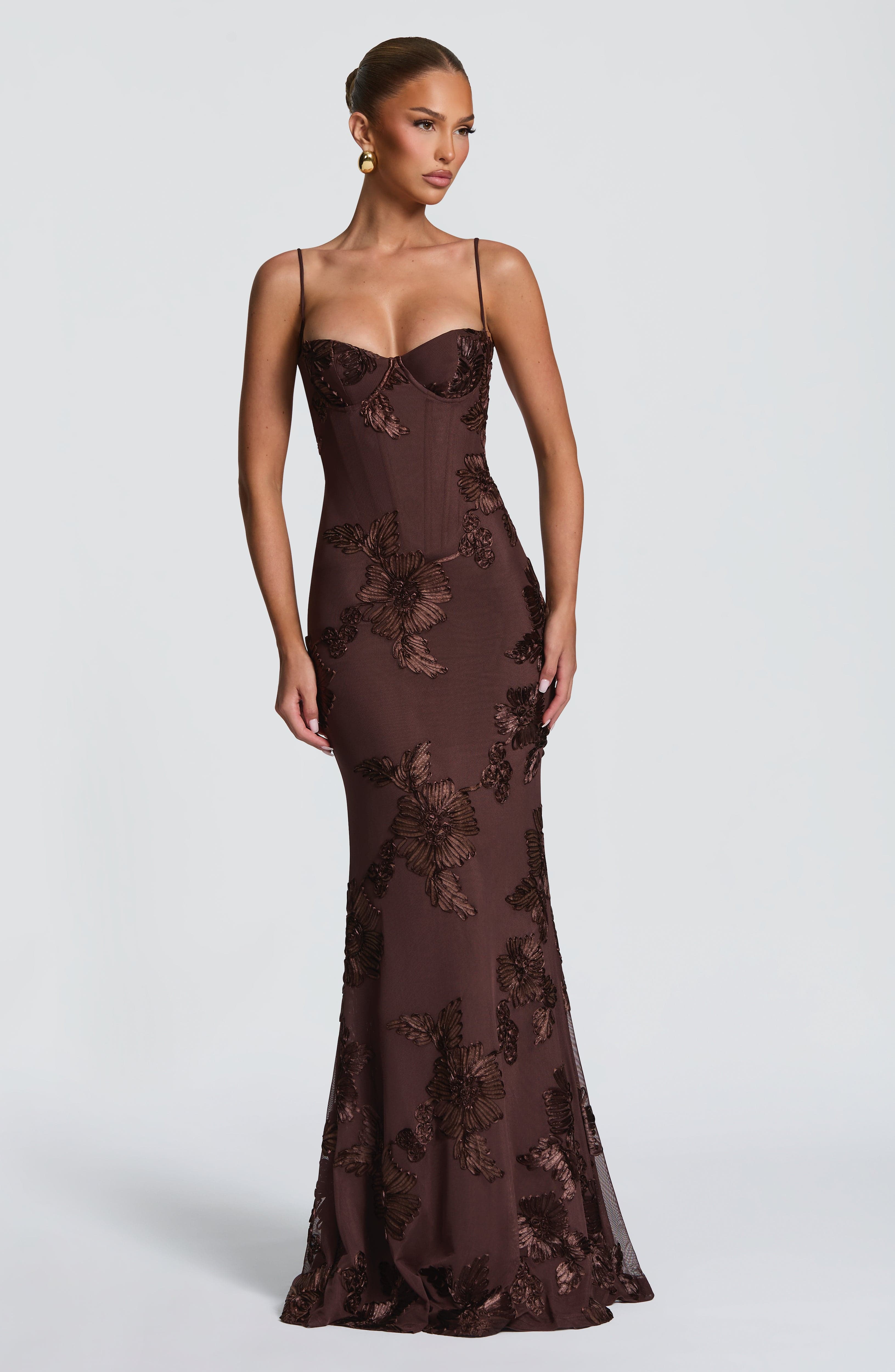 minilena Nefertiti Maxi Dress Plum Brown