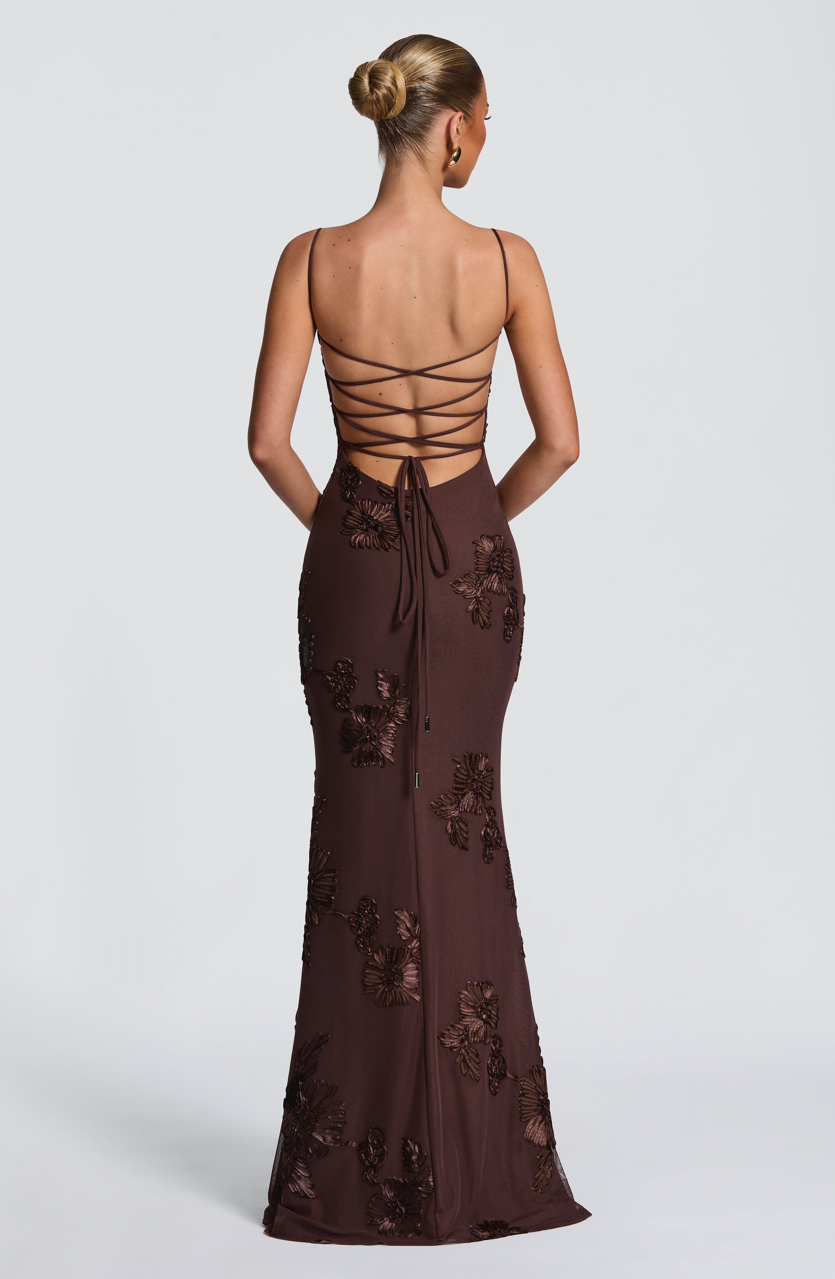minilena Nefertiti Maxi Dress Plum Brown