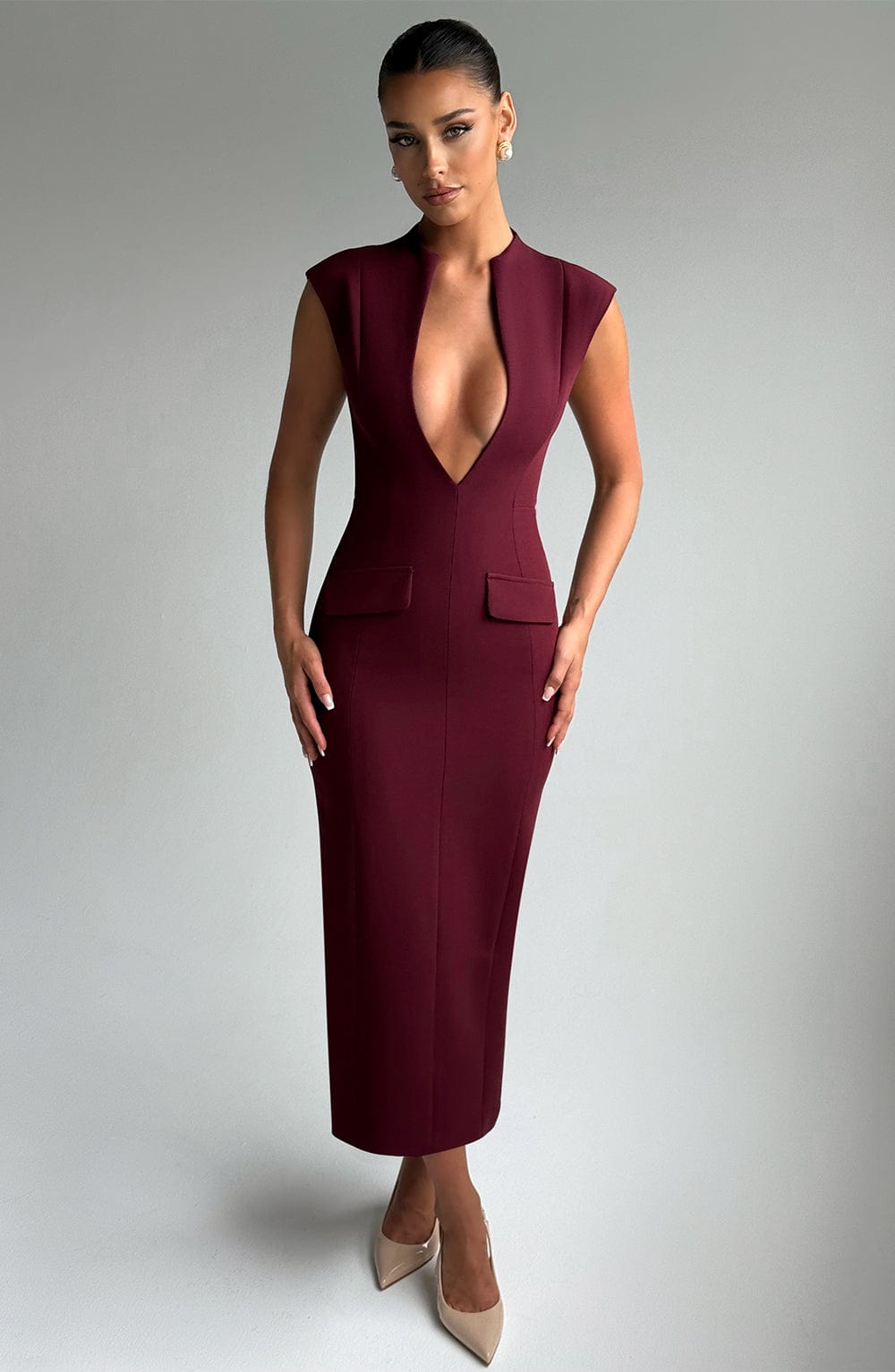minilena Nellie Midi Dress Cherry Lacquer