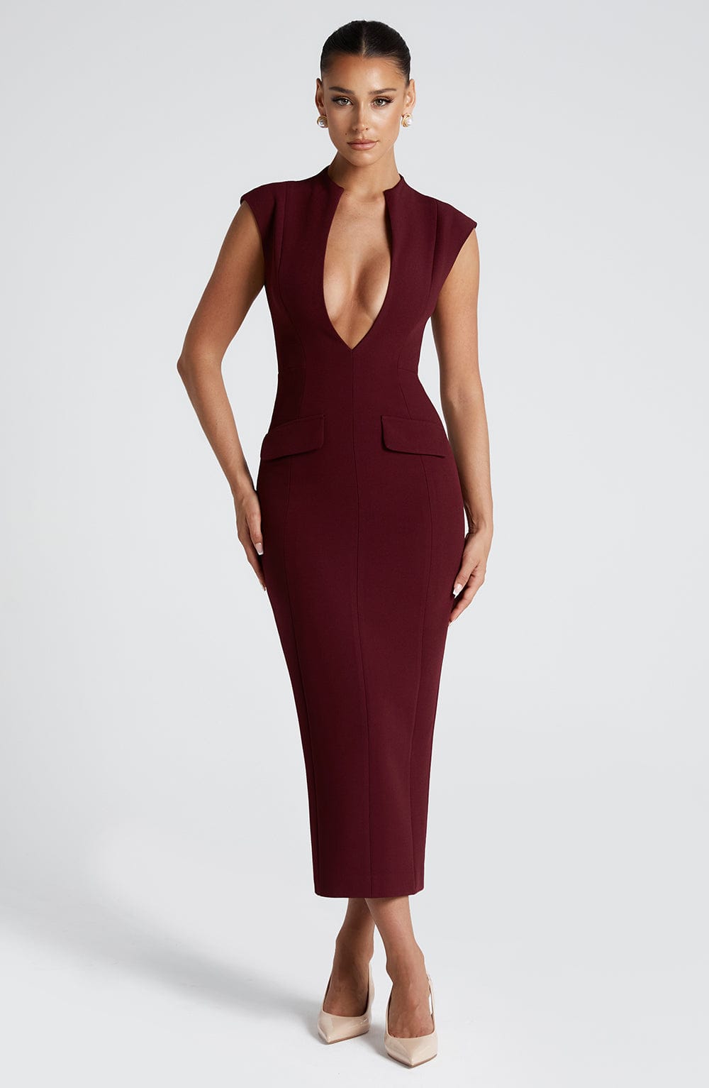minilena Nellie Midi Dress Cherry Lacquer