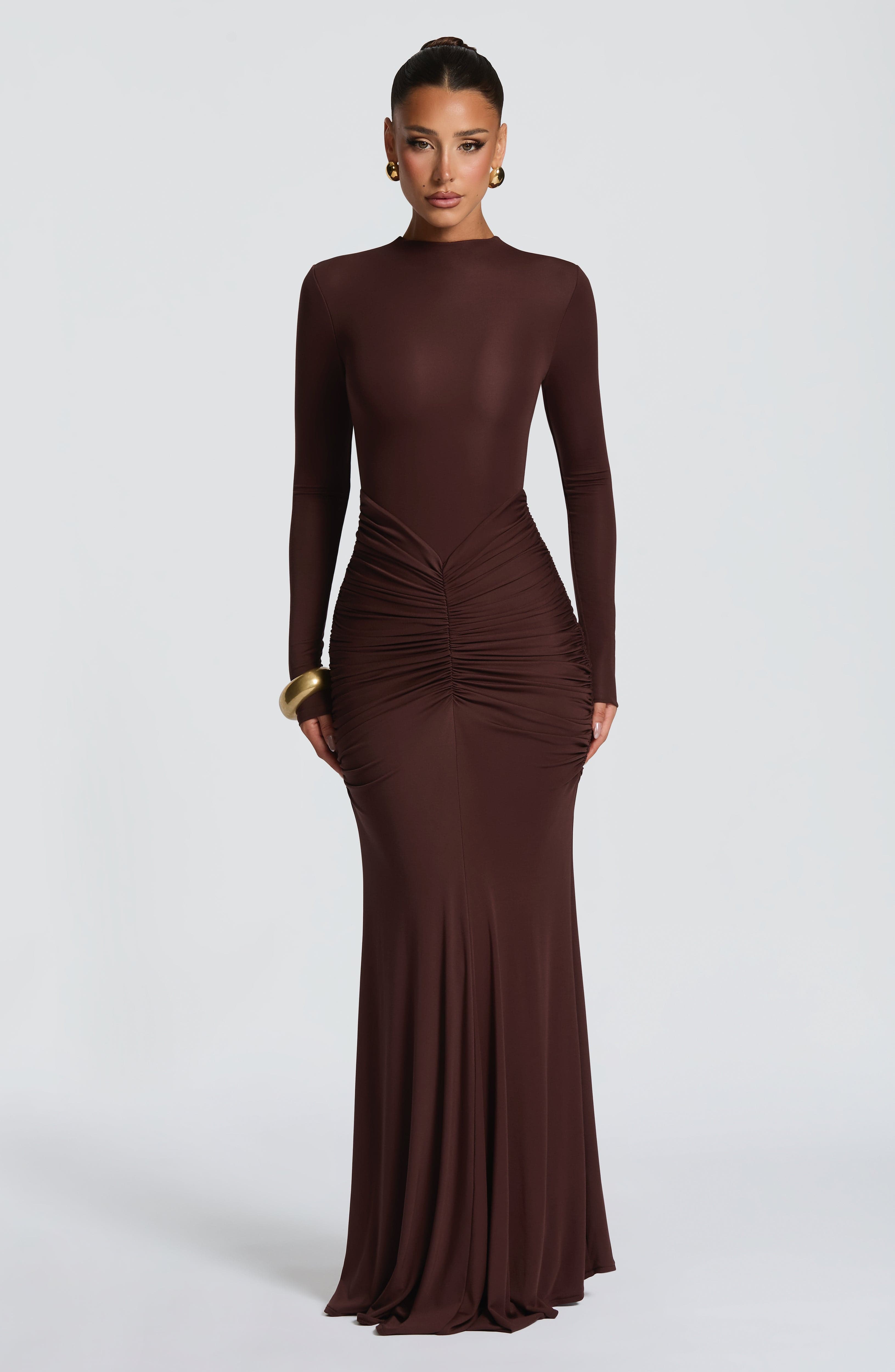 minilena Oriane Maxi Dress Plum Brown