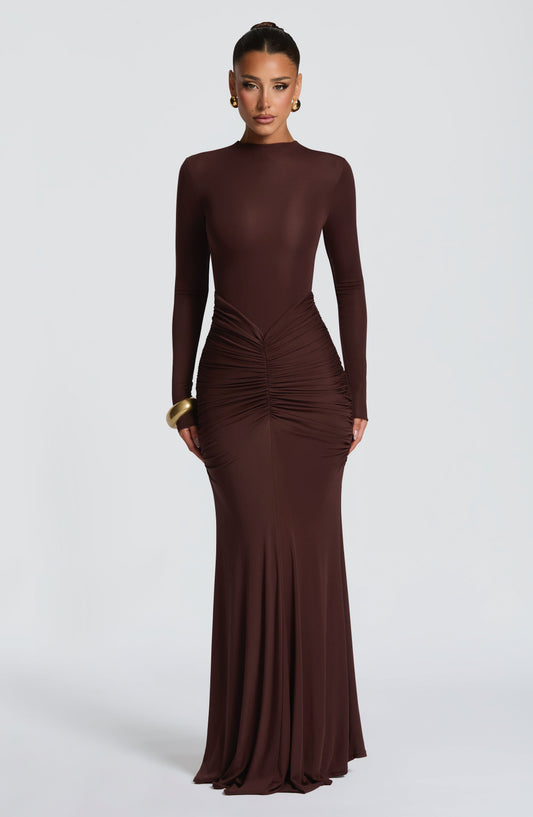 minilena Oriane Maxi Dress Plum Brown