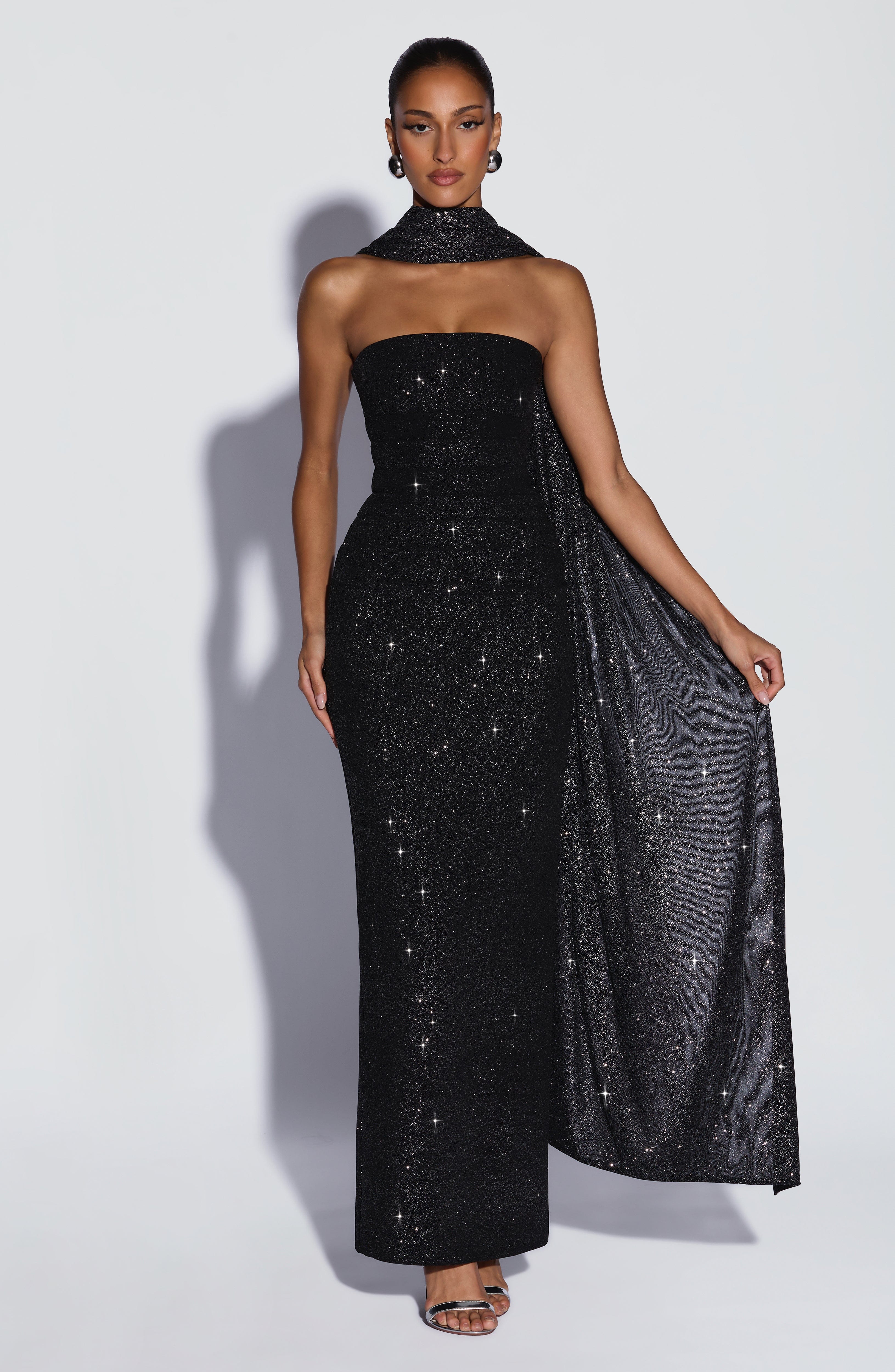 minilena Pandra Maxi Dress Black Sparkle