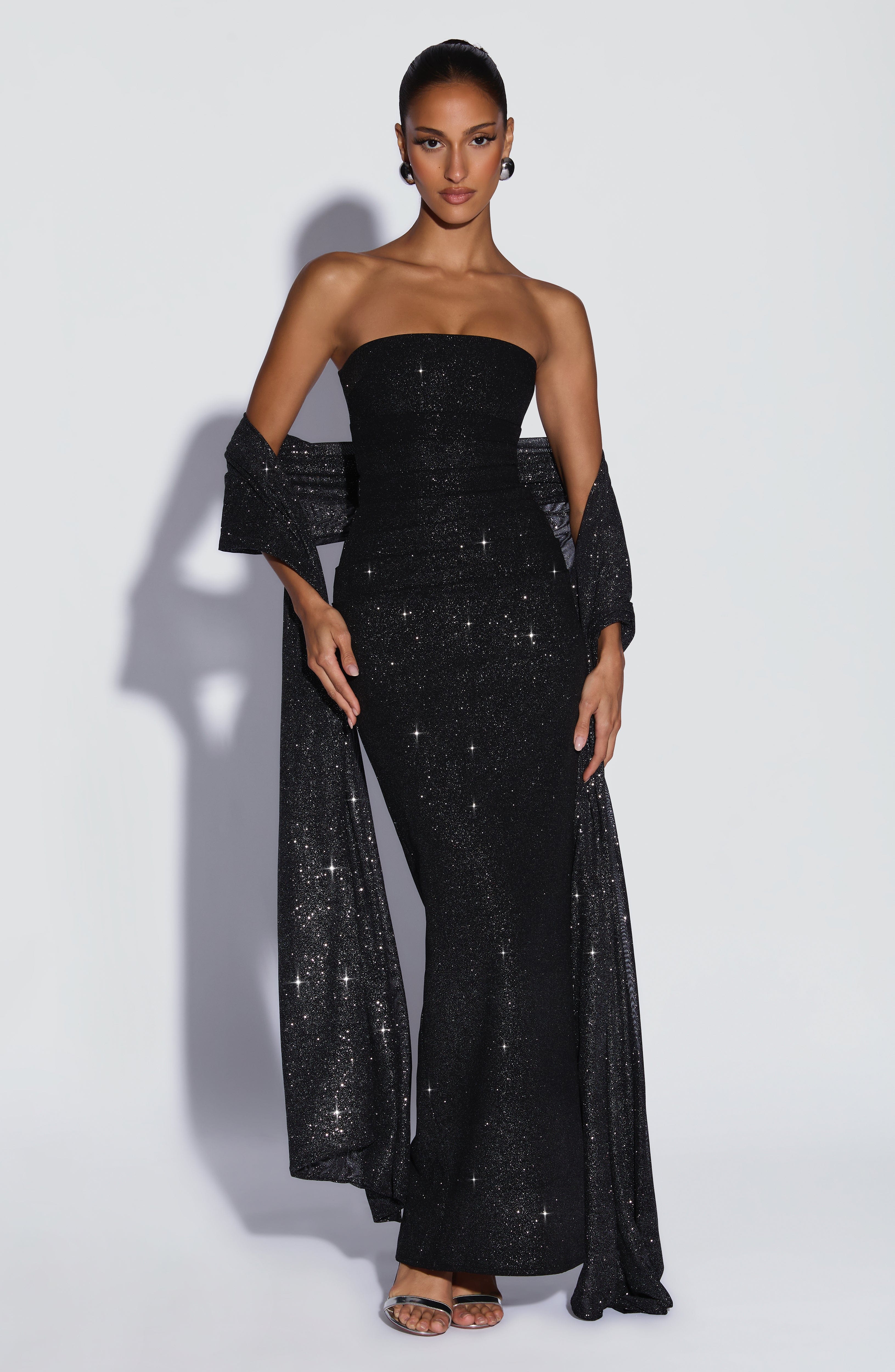 minilena Pandra Maxi Dress Black Sparkle