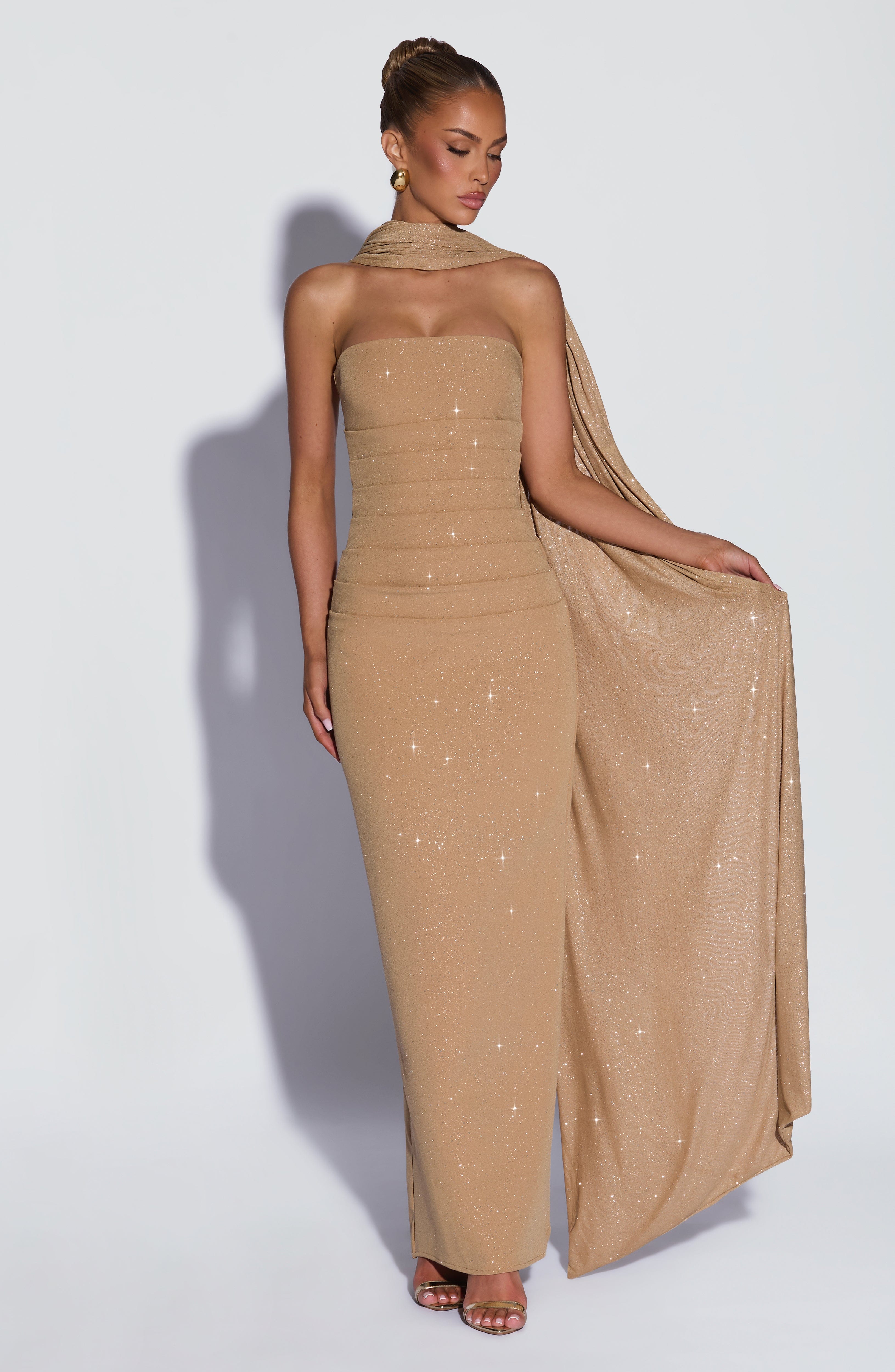 minilena Pandra Maxi Dress Gold Sparkle
