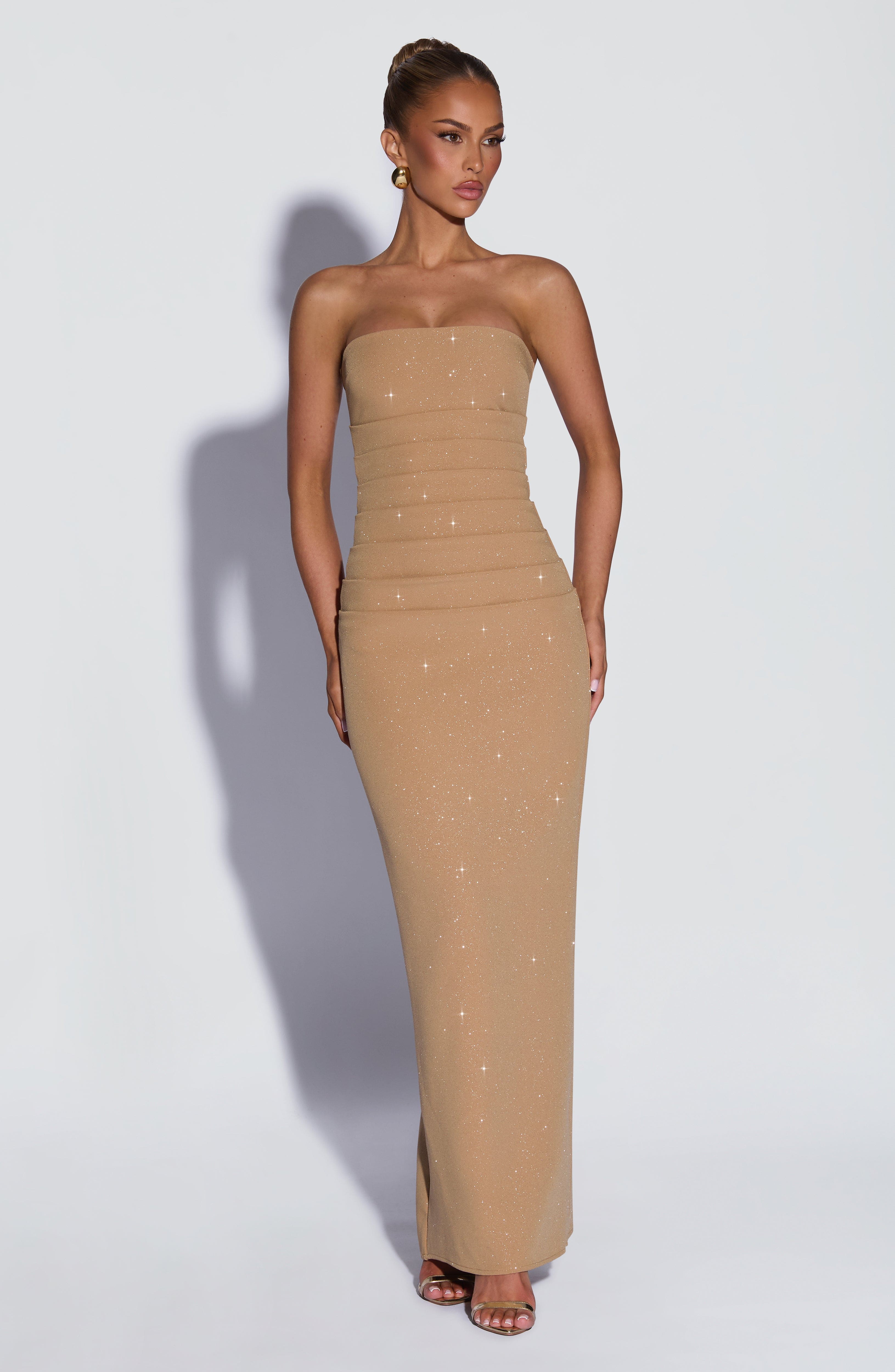 minilena Pandra Maxi Dress Gold Sparkle