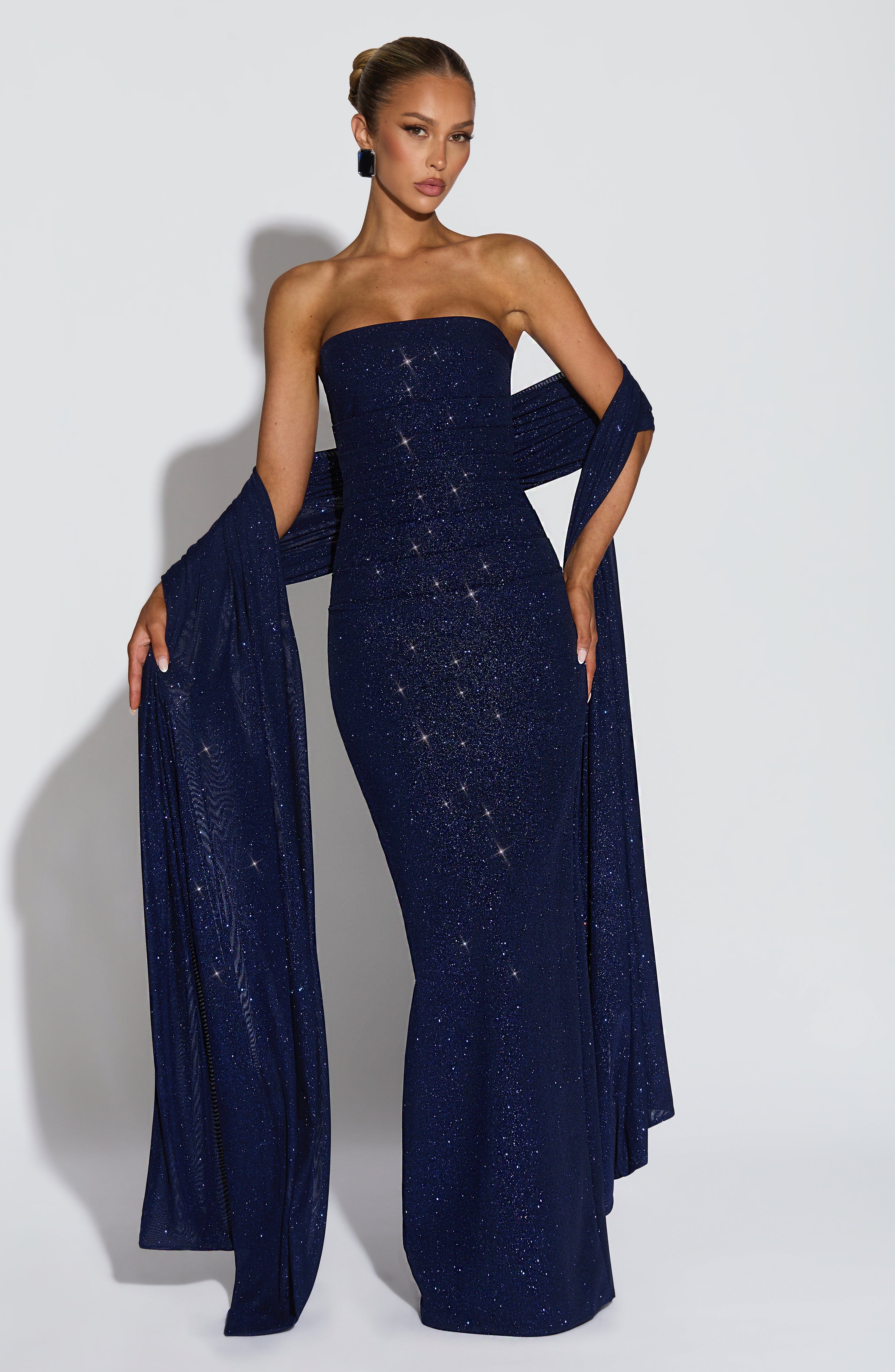 minilena Pandra Maxi Dress Navy Sparkle