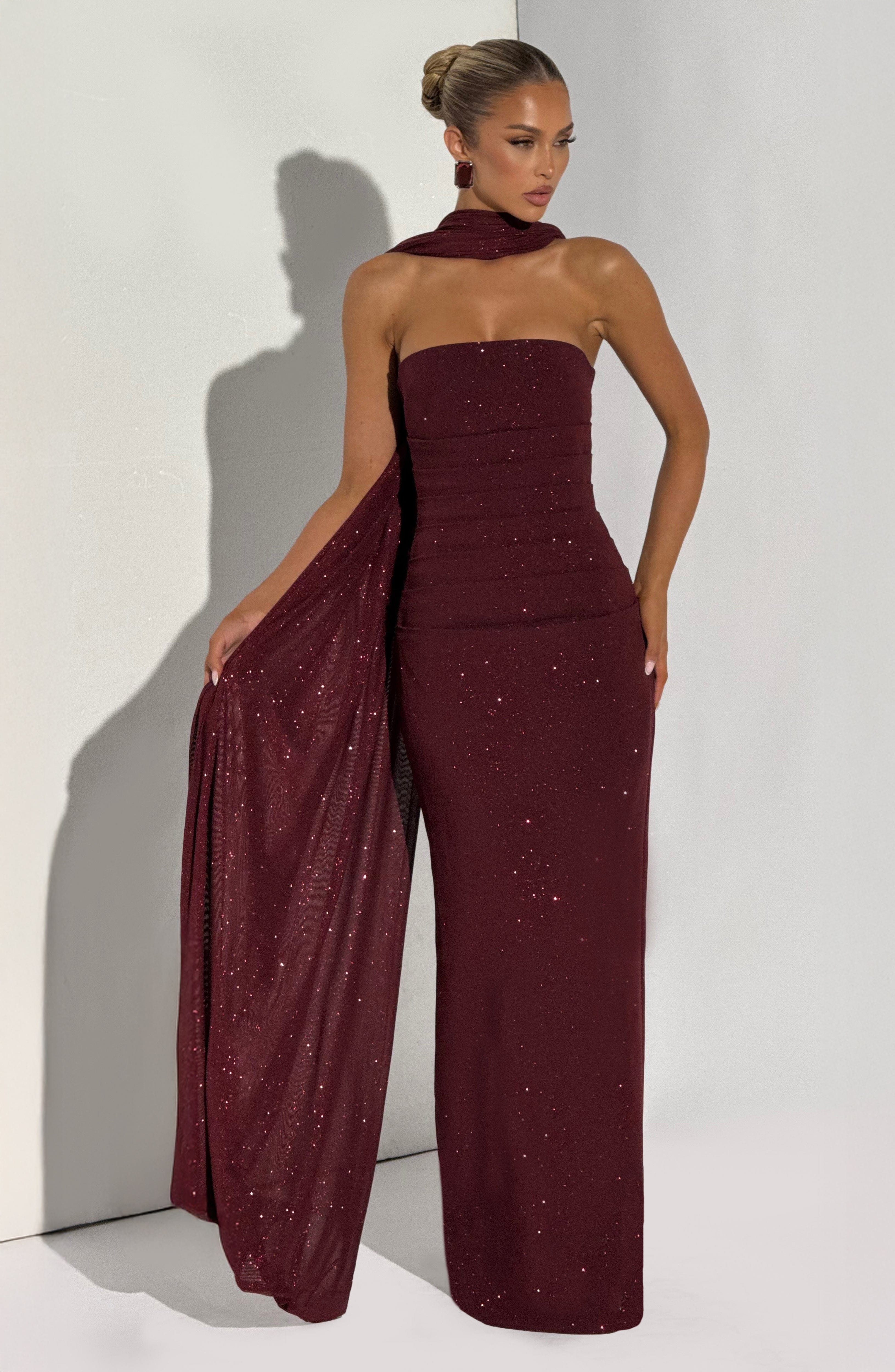 minilena Pandra Maxi Dress Wine Sparkle