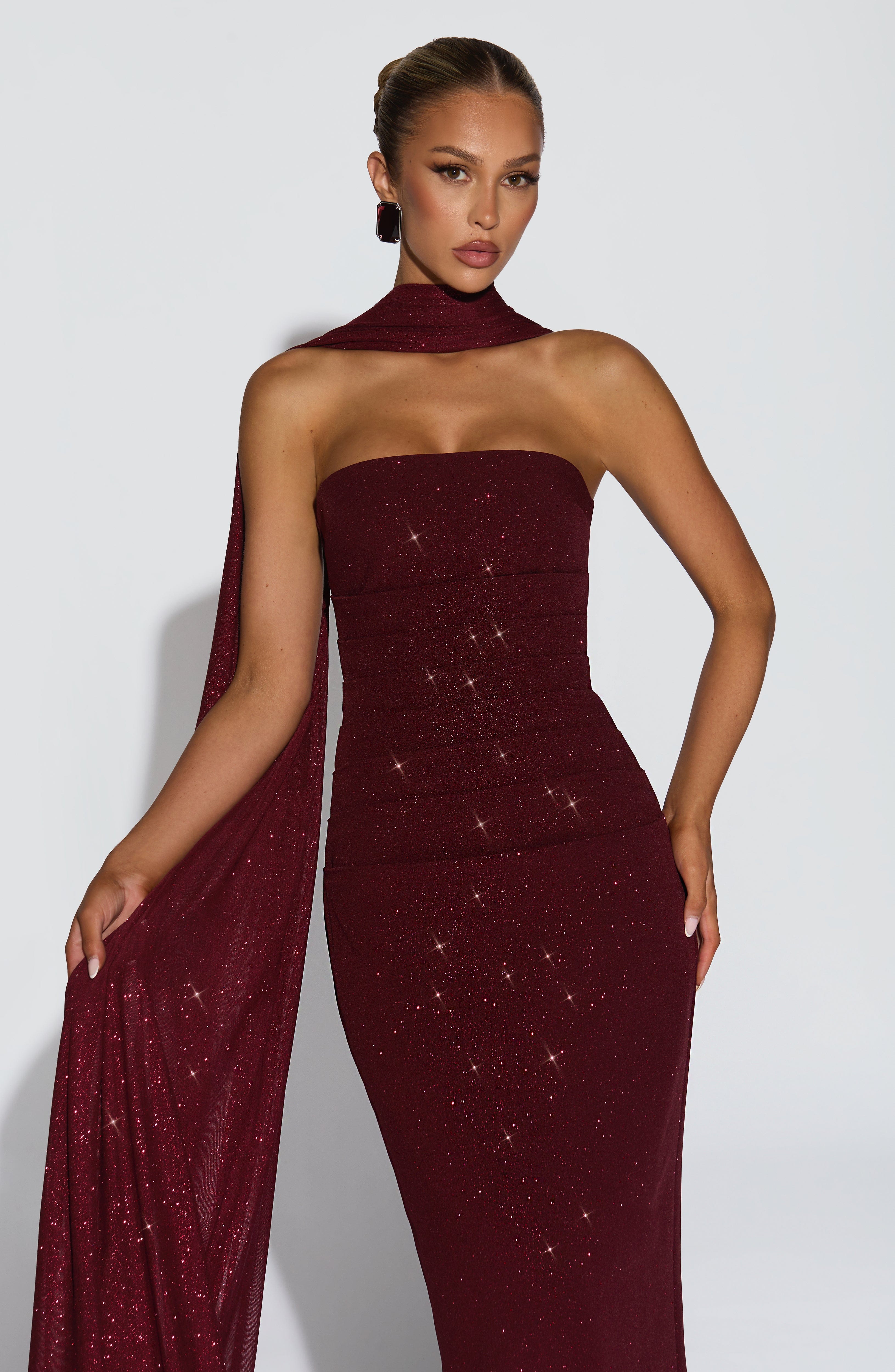minilena Pandra Maxi Dress Wine Sparkle