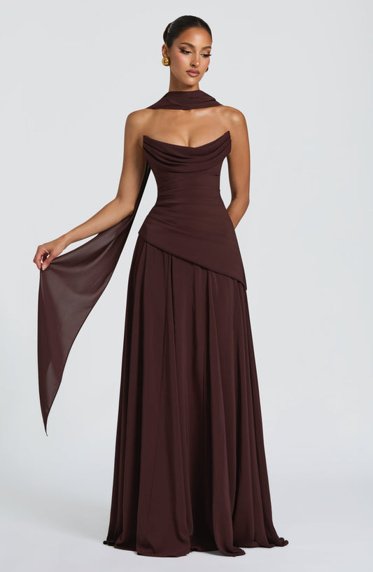 minilena Patricia Maxi Dress Plum Brown