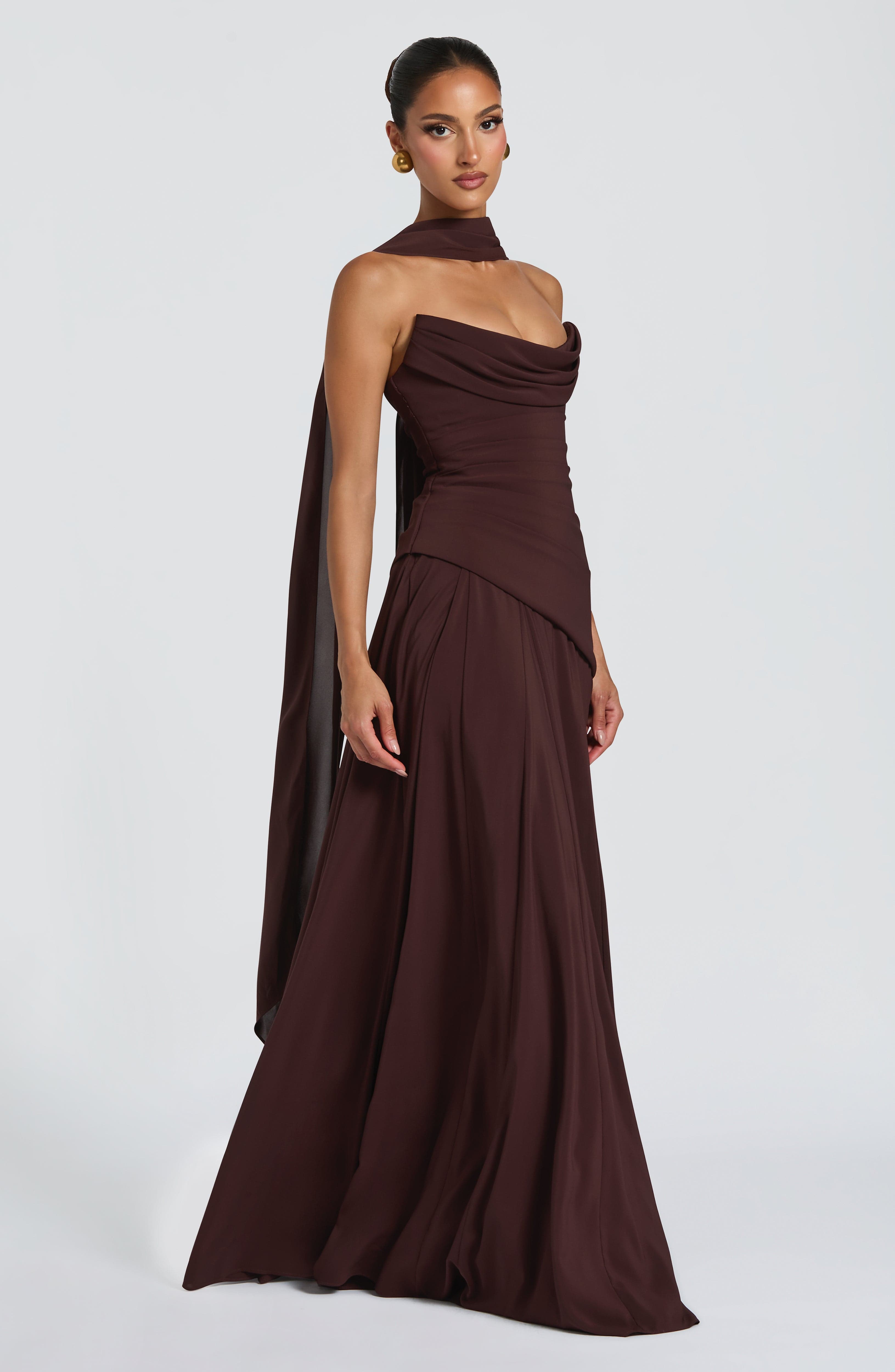 minilena Patricia Maxi Dress Plum Brown