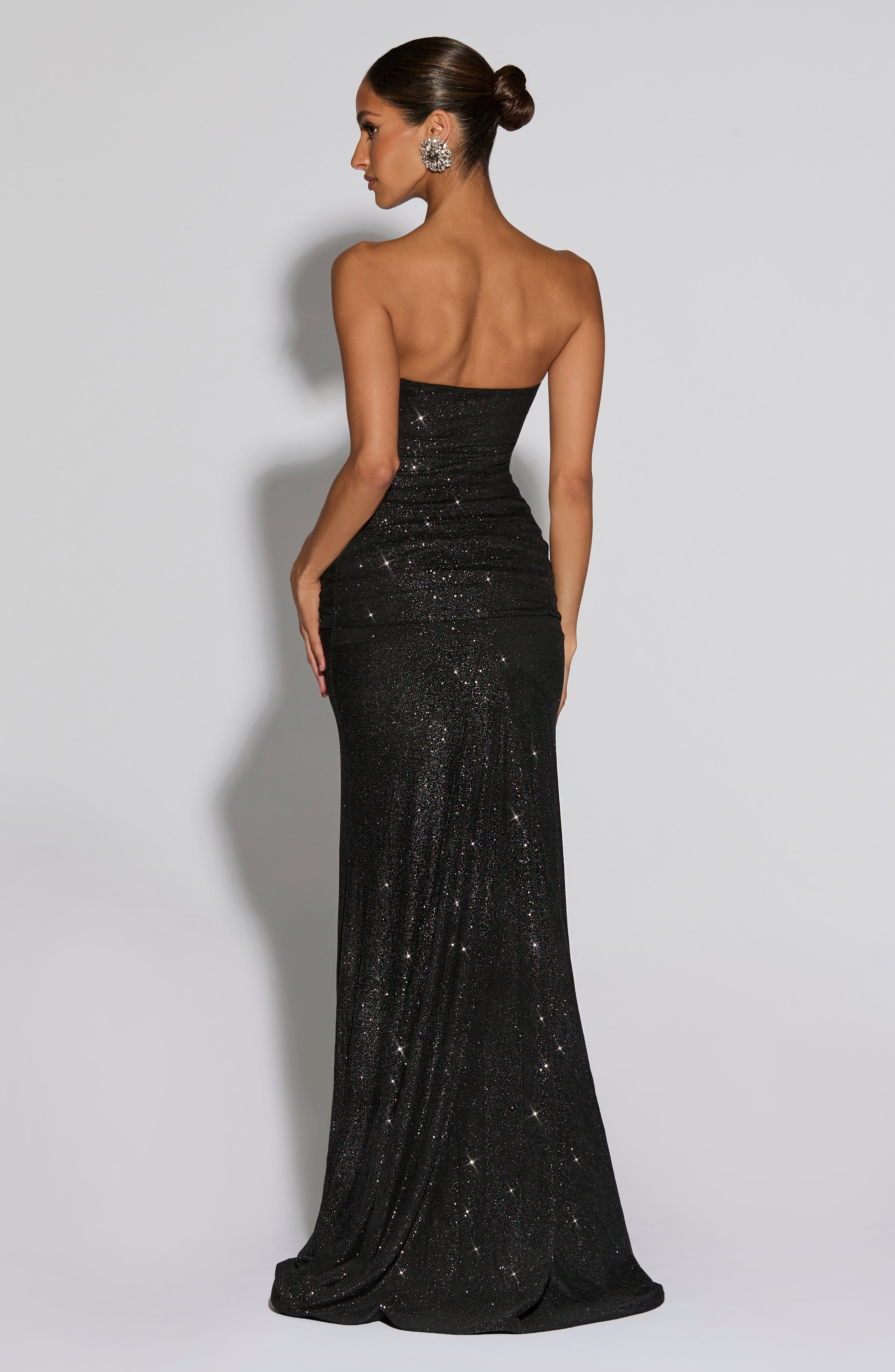 minilena Paula Maxi Dress Black Sparkle