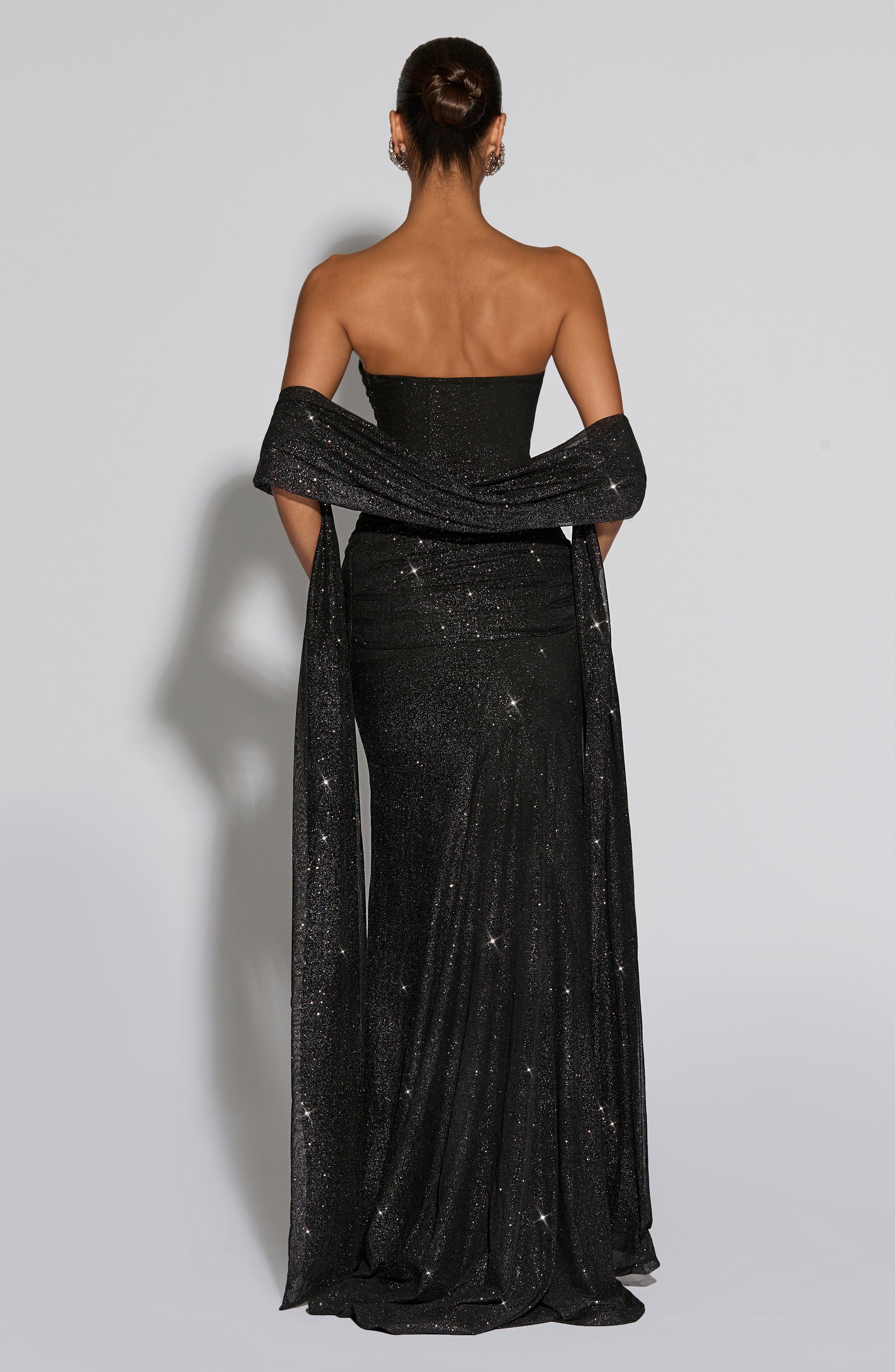 minilena Paula Maxi Dress Black Sparkle