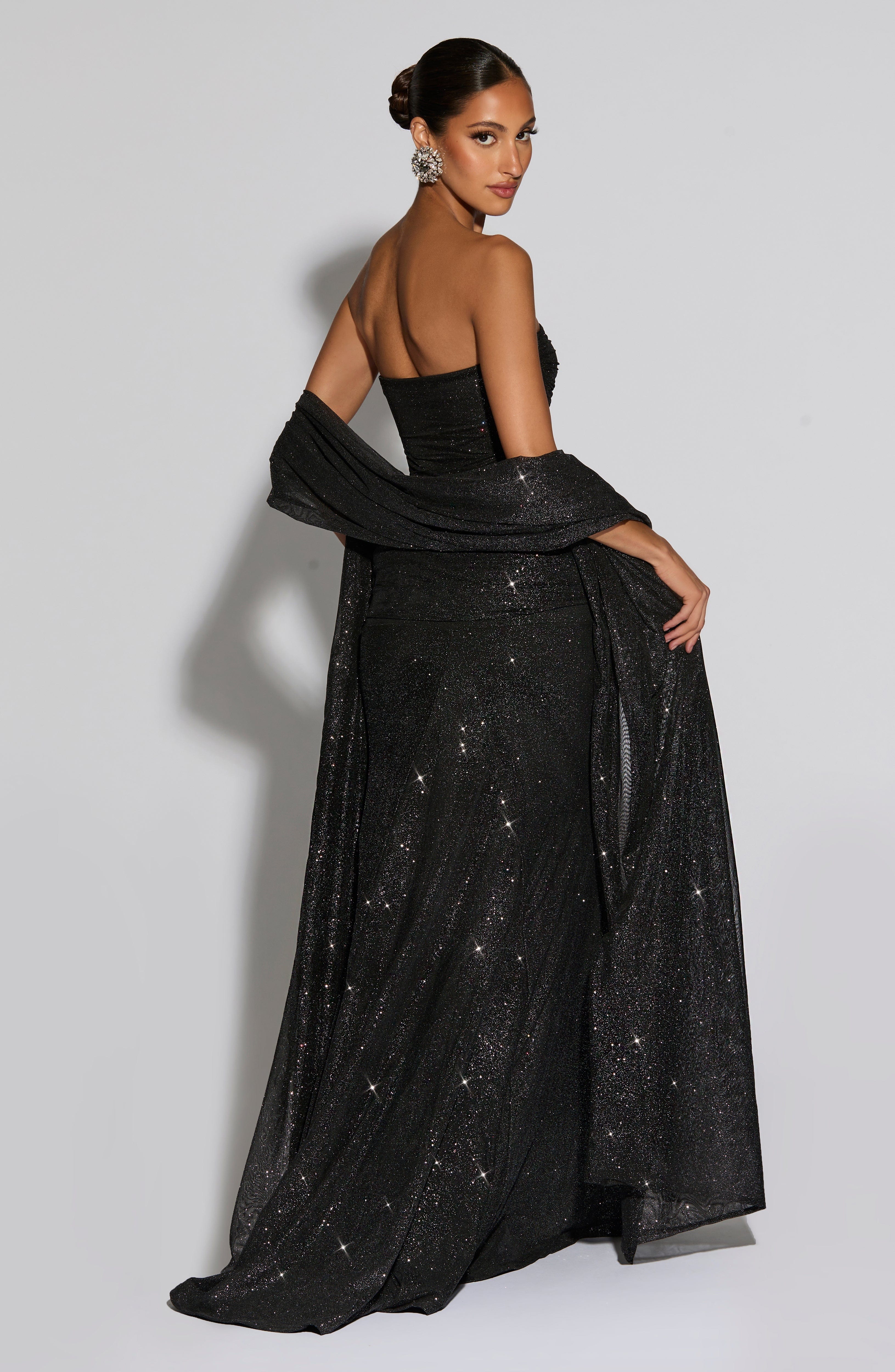 minilena Paula Maxi Dress Black Sparkle