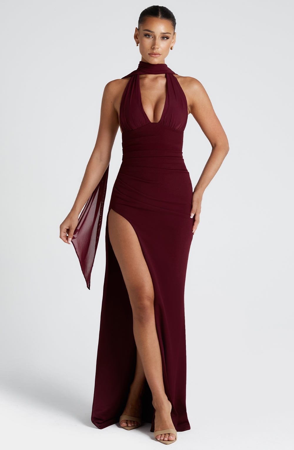 minilena Paulina Maxi Dress Cherry Lacquer