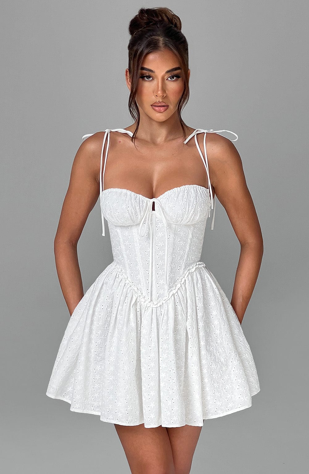 minilena Phoebe Mini Dress Ivory