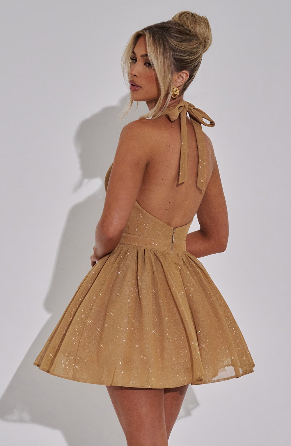 minilena Pippa Mini Dress Gold Sparkle