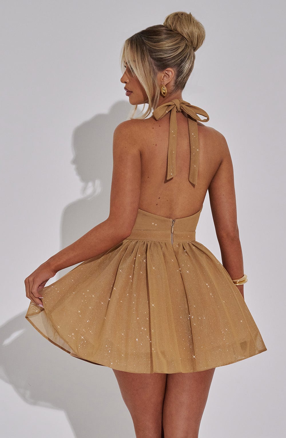 minilena Pippa Mini Dress Gold Sparkle