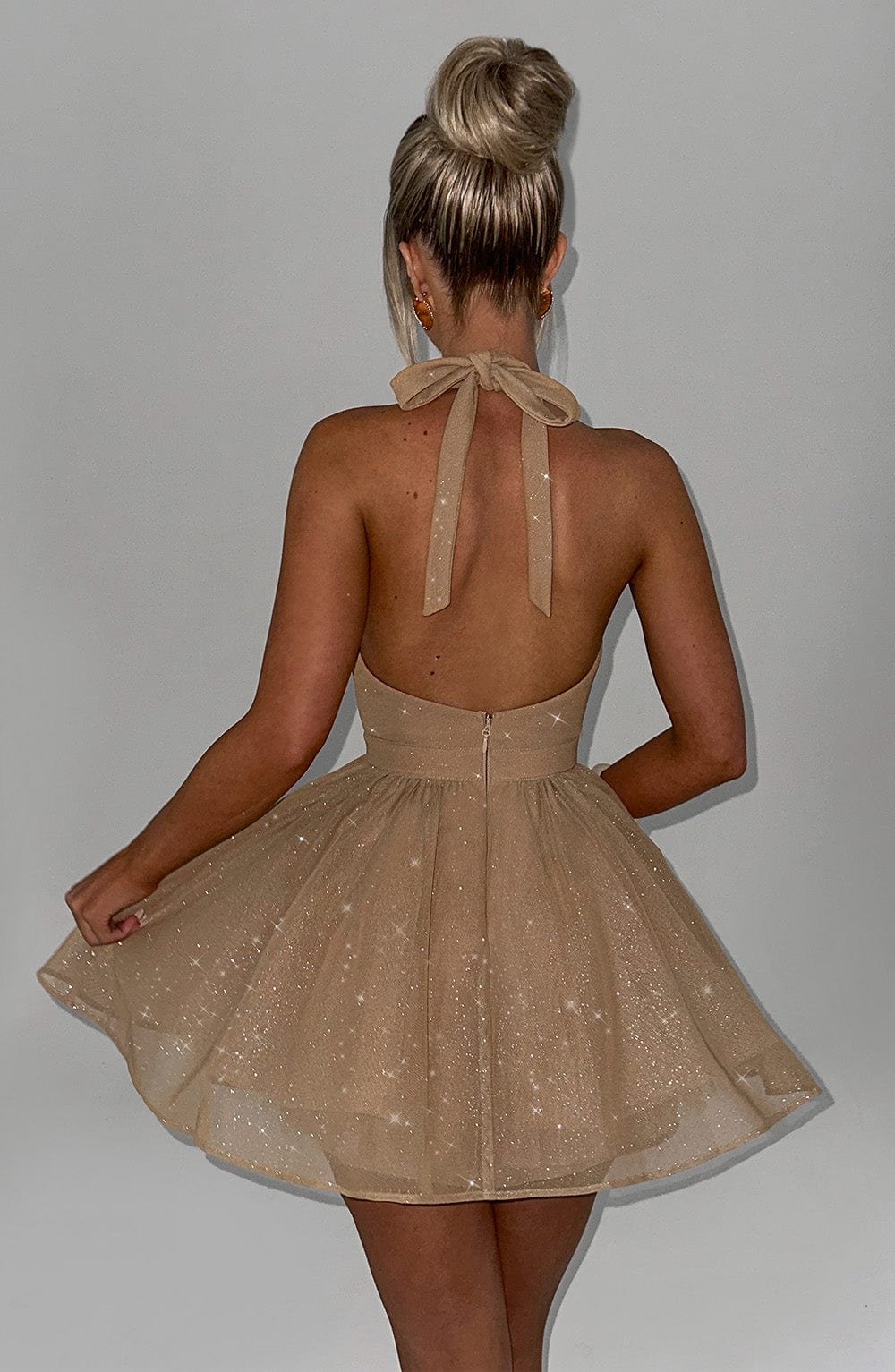 minilena Pippa Mini Dress Gold Sparkle