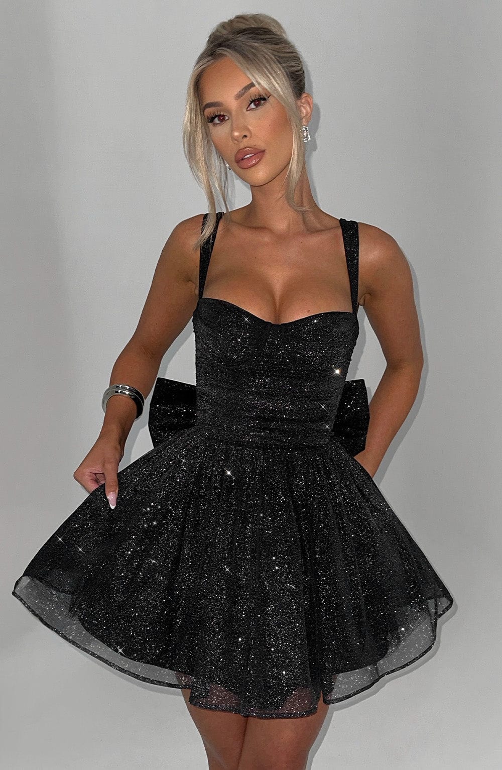 minilena Polly Mini Dress Black Sparkle