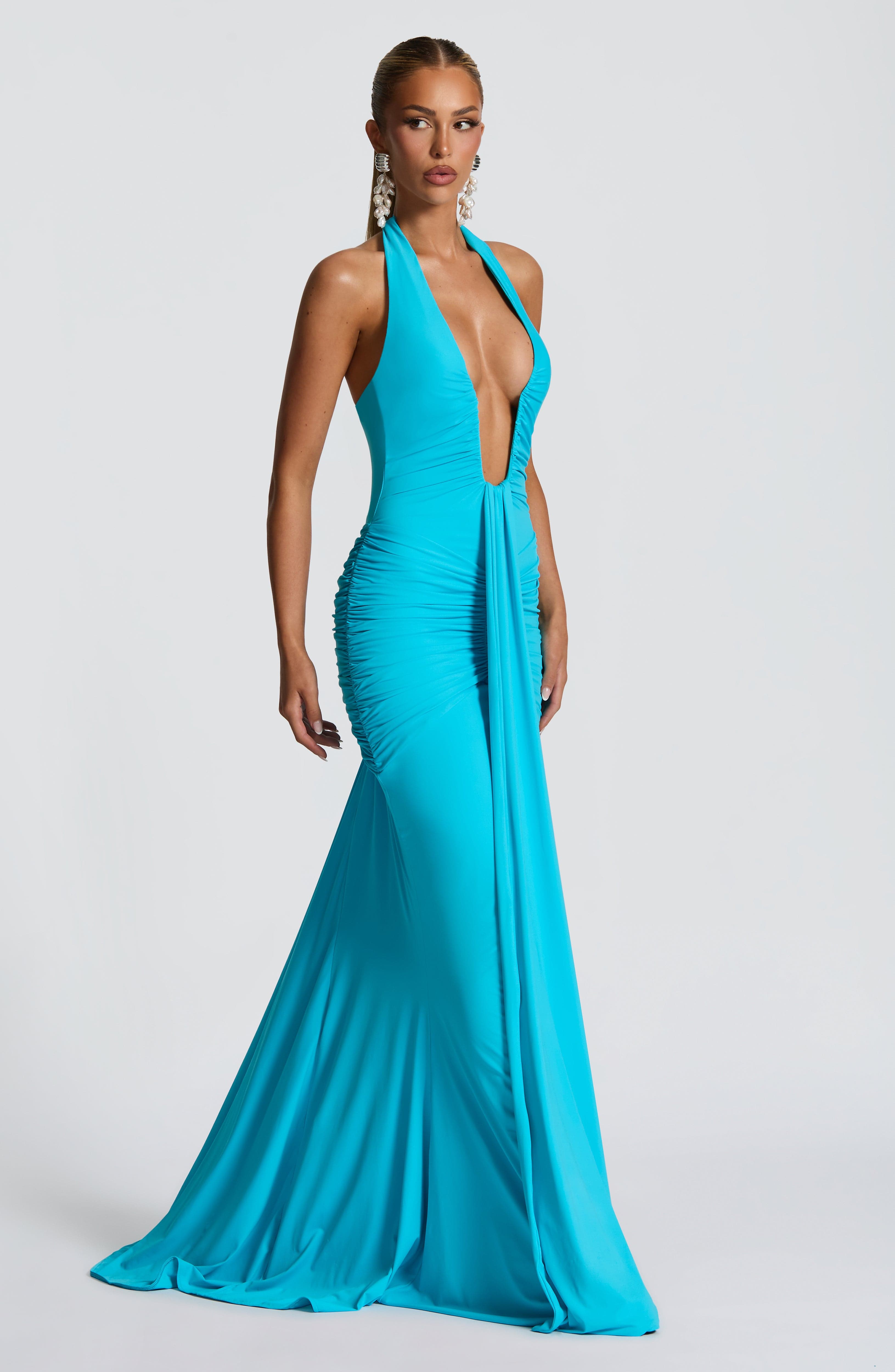 minilena Rosetta Maxi Dress Aqua
