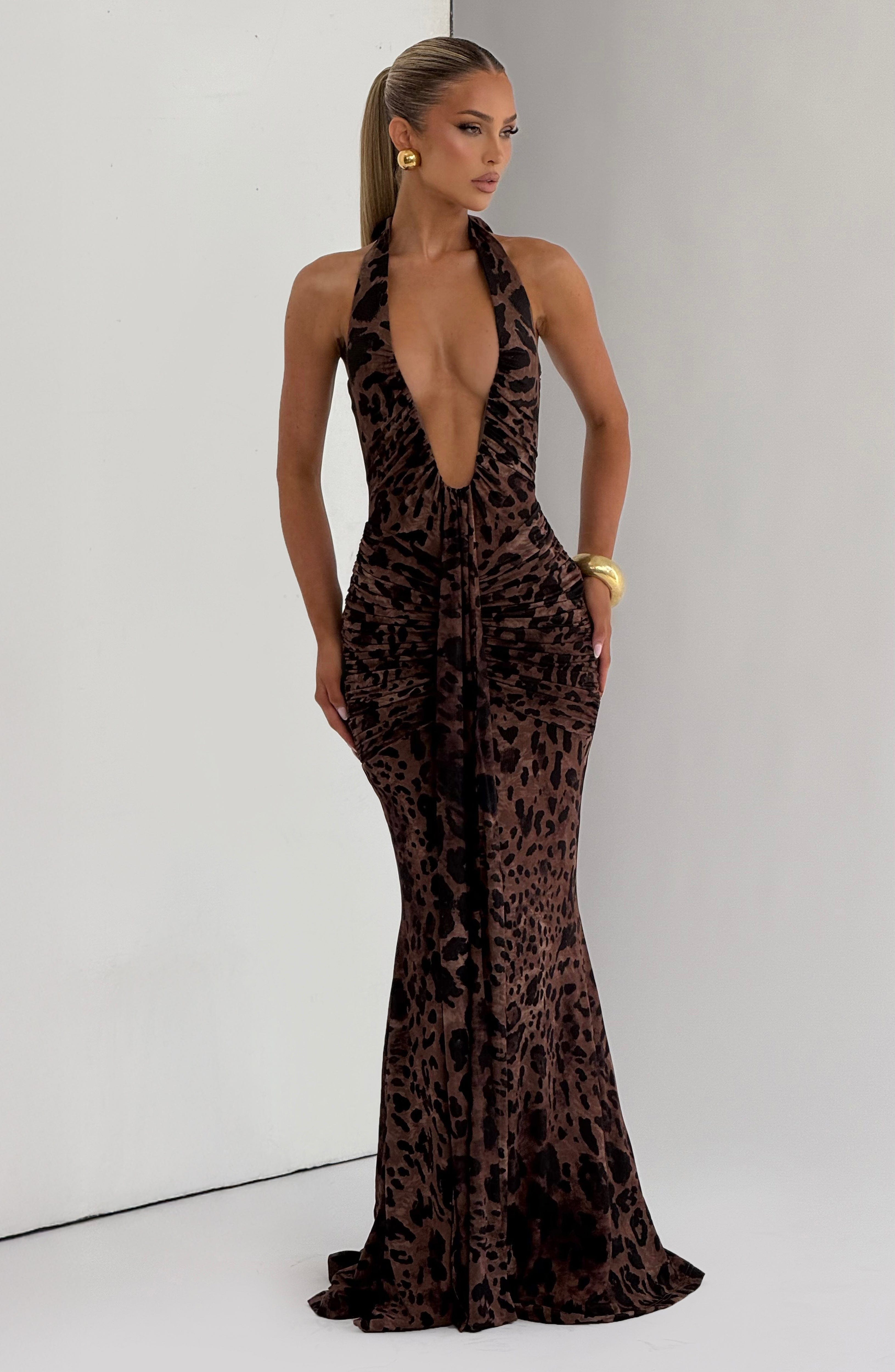 minilena Rosetta Maxi Dress Leopard Print