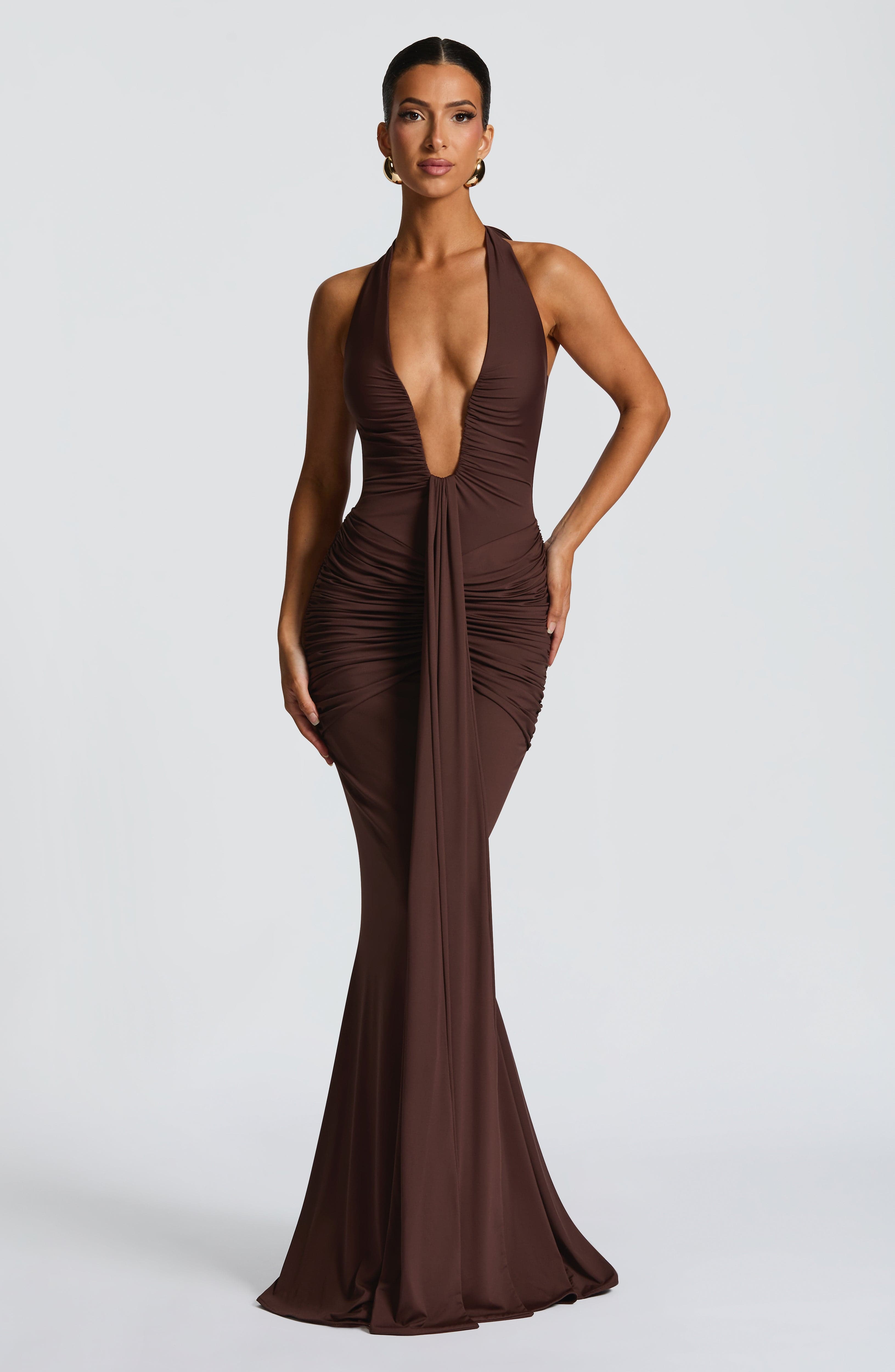 minilena Rosetta Maxi Dress Plum Brown