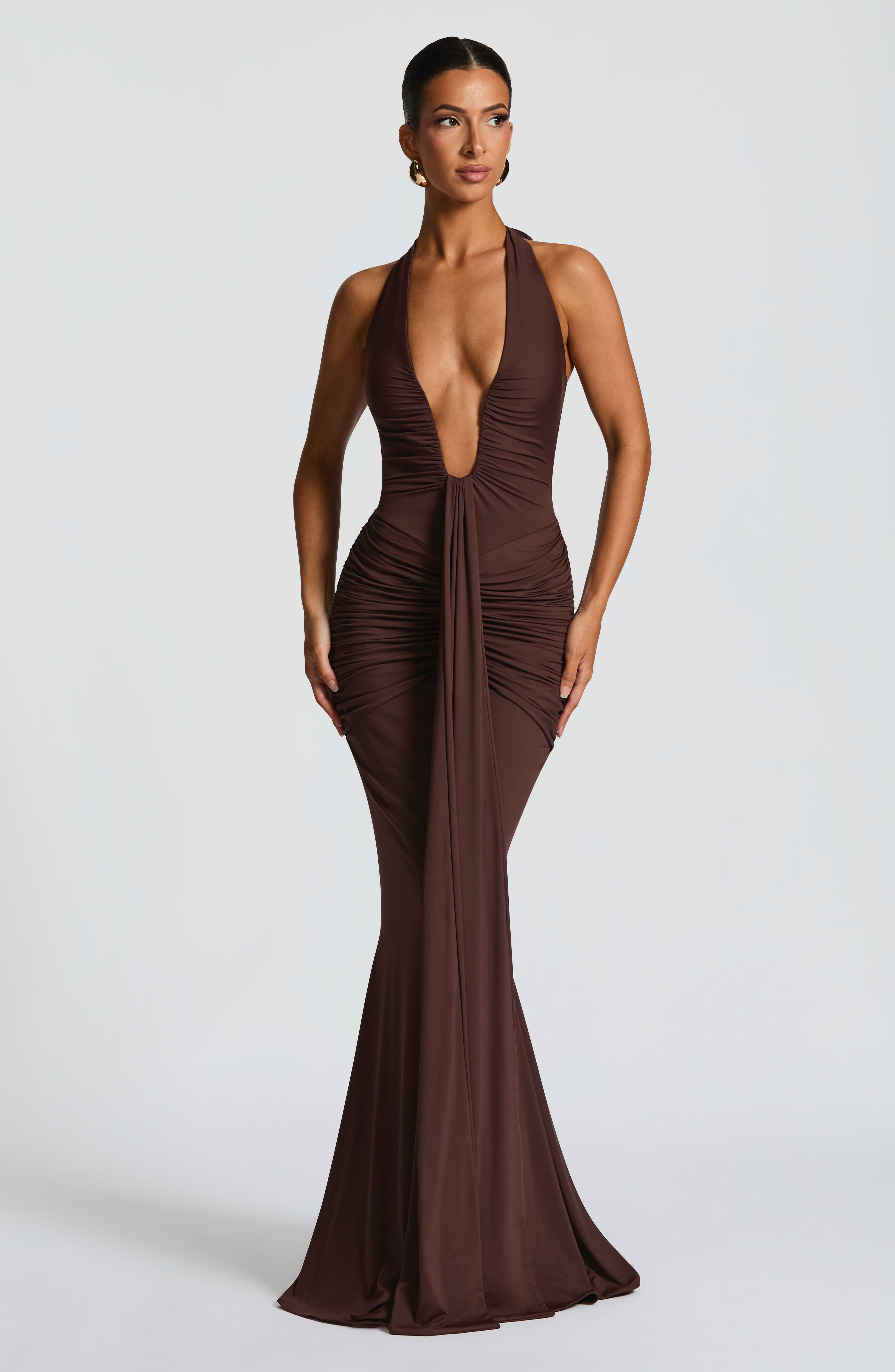 minilena Rosetta Maxi Dress Plum Brown