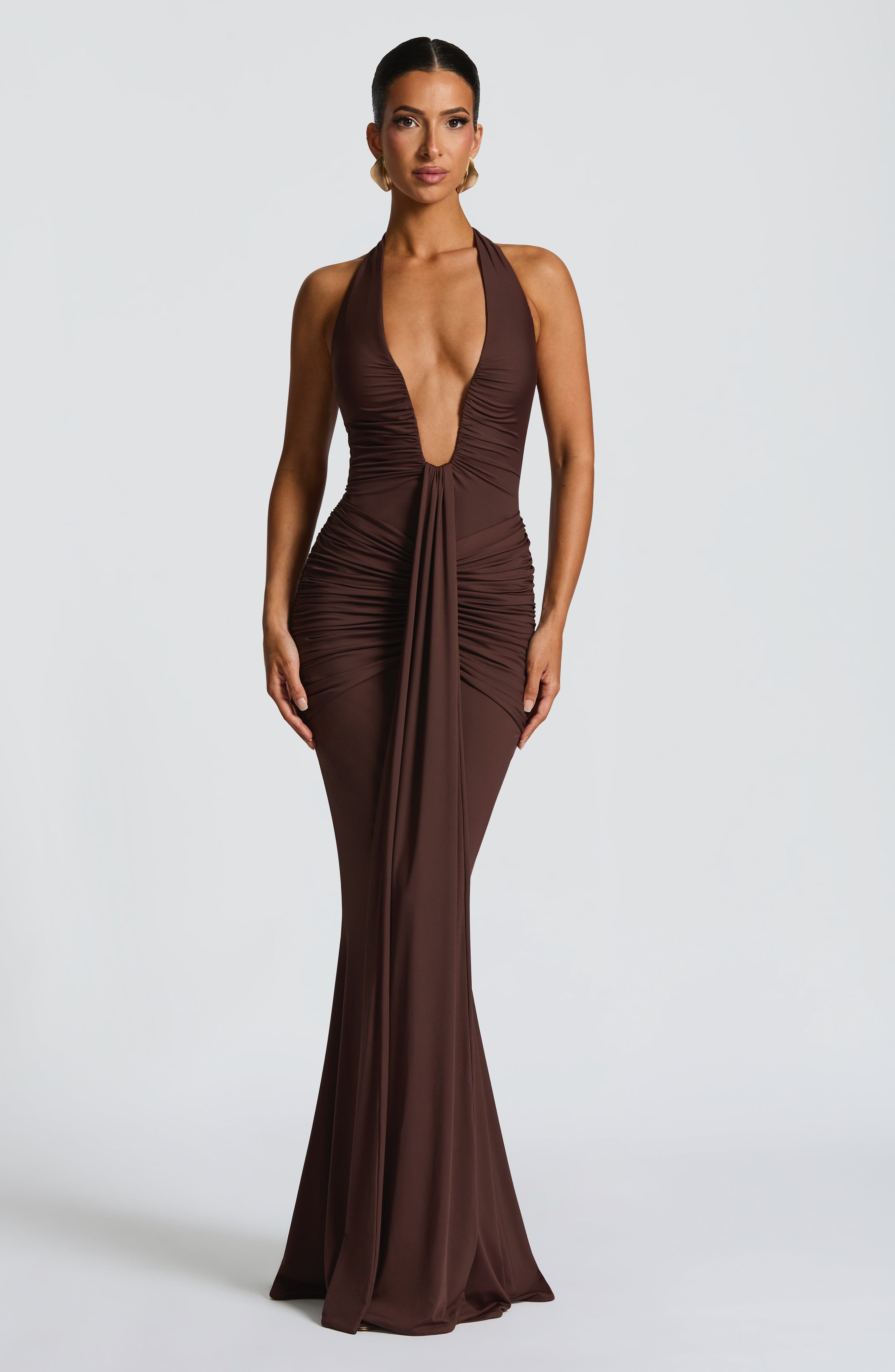 minilena Rosetta Maxi Dress Plum Brown