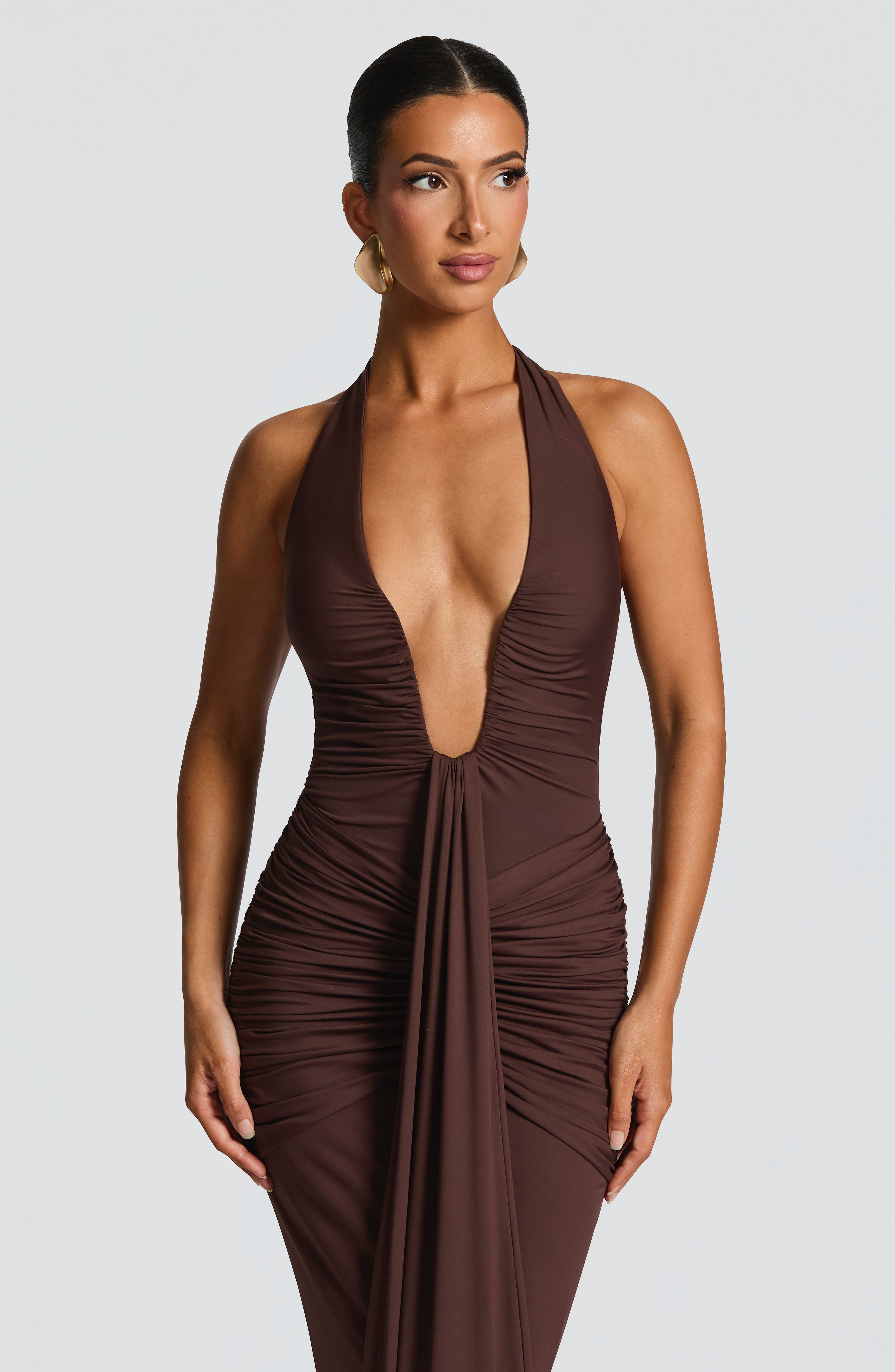 minilena Rosetta Maxi Dress Plum Brown