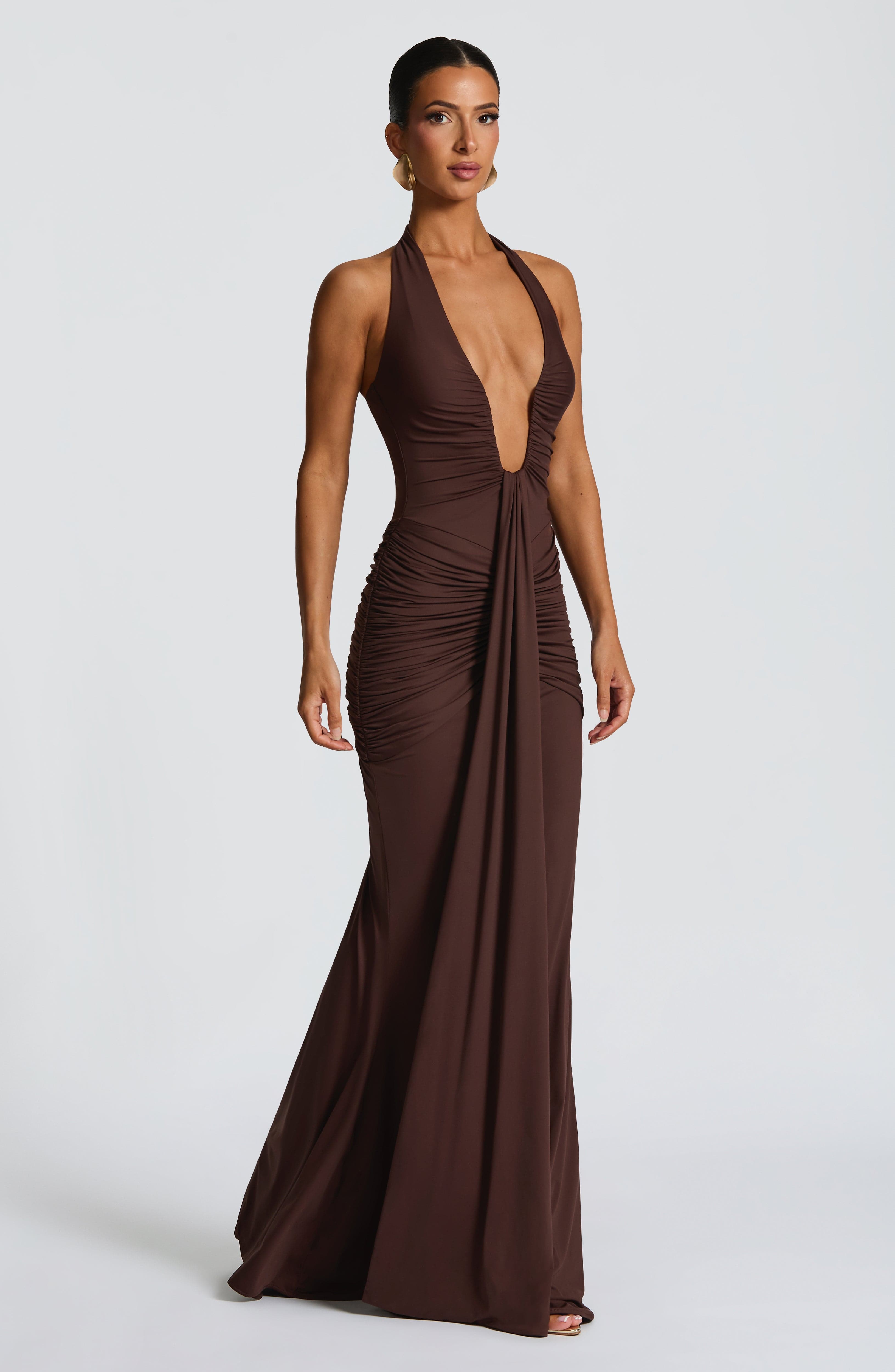minilena Rosetta Maxi Dress Plum Brown
