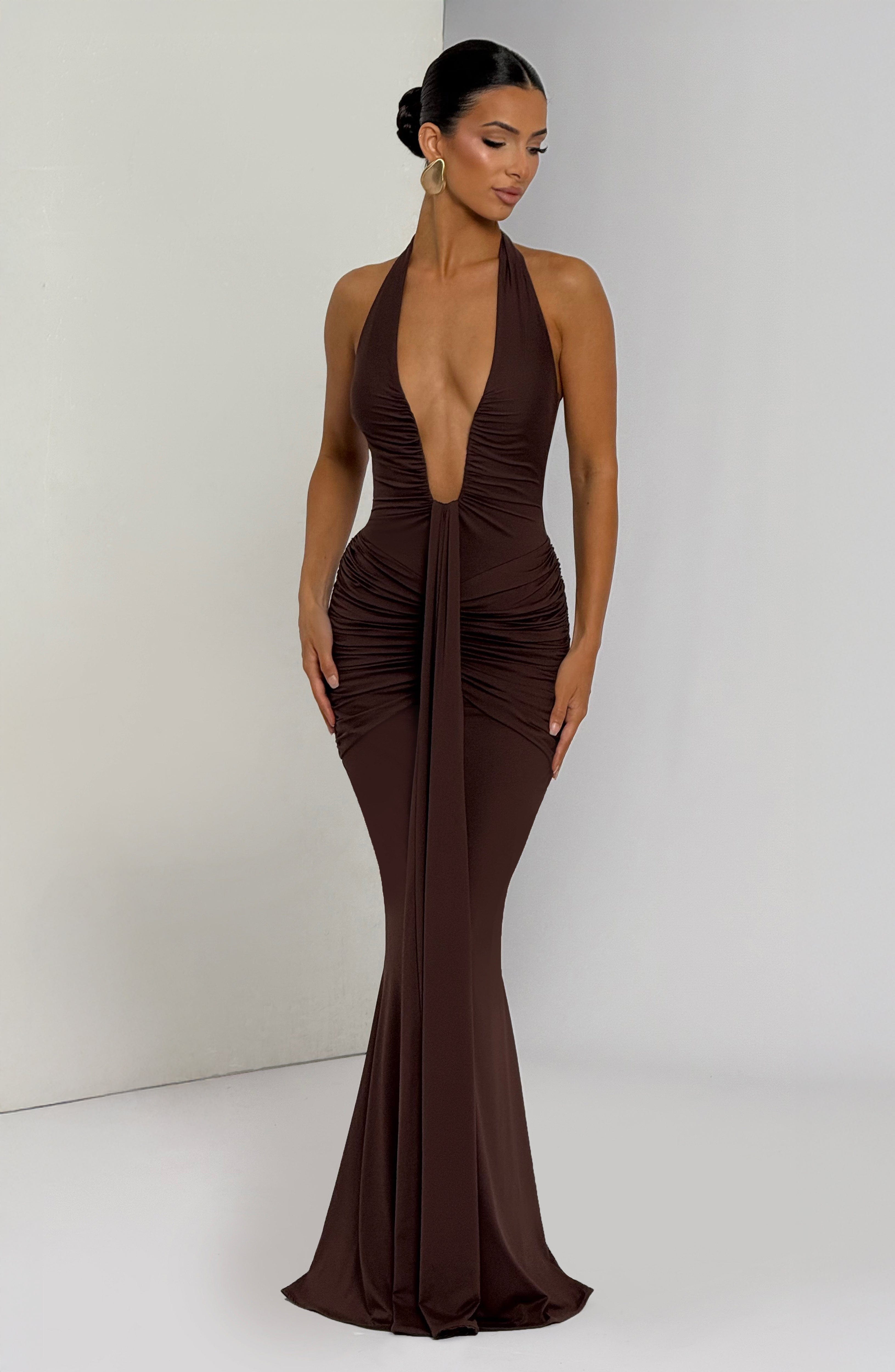 minilena Rosetta Maxi Dress Plum Brown