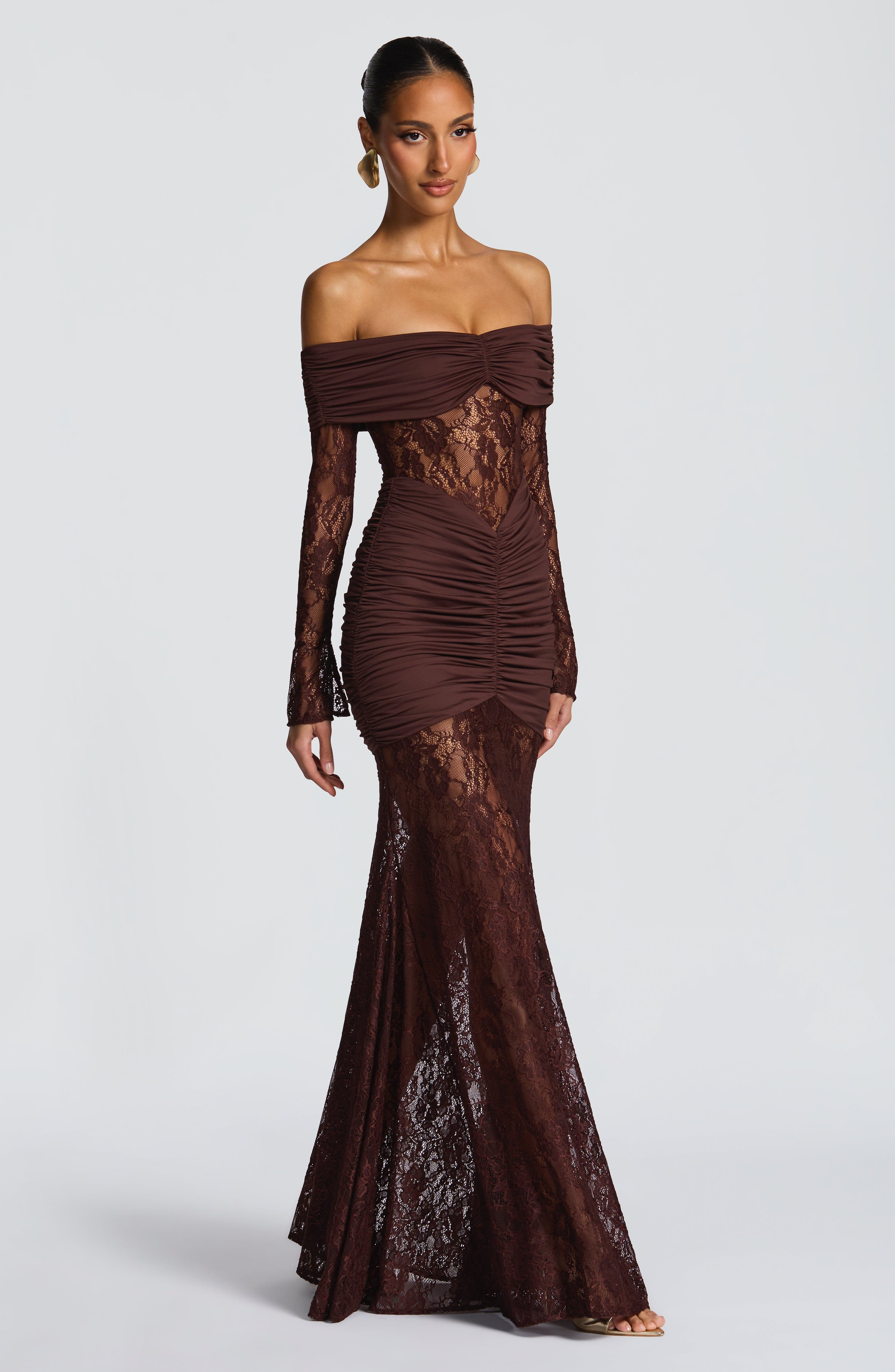 minilena Sauline Maxi Dress Plum Brown