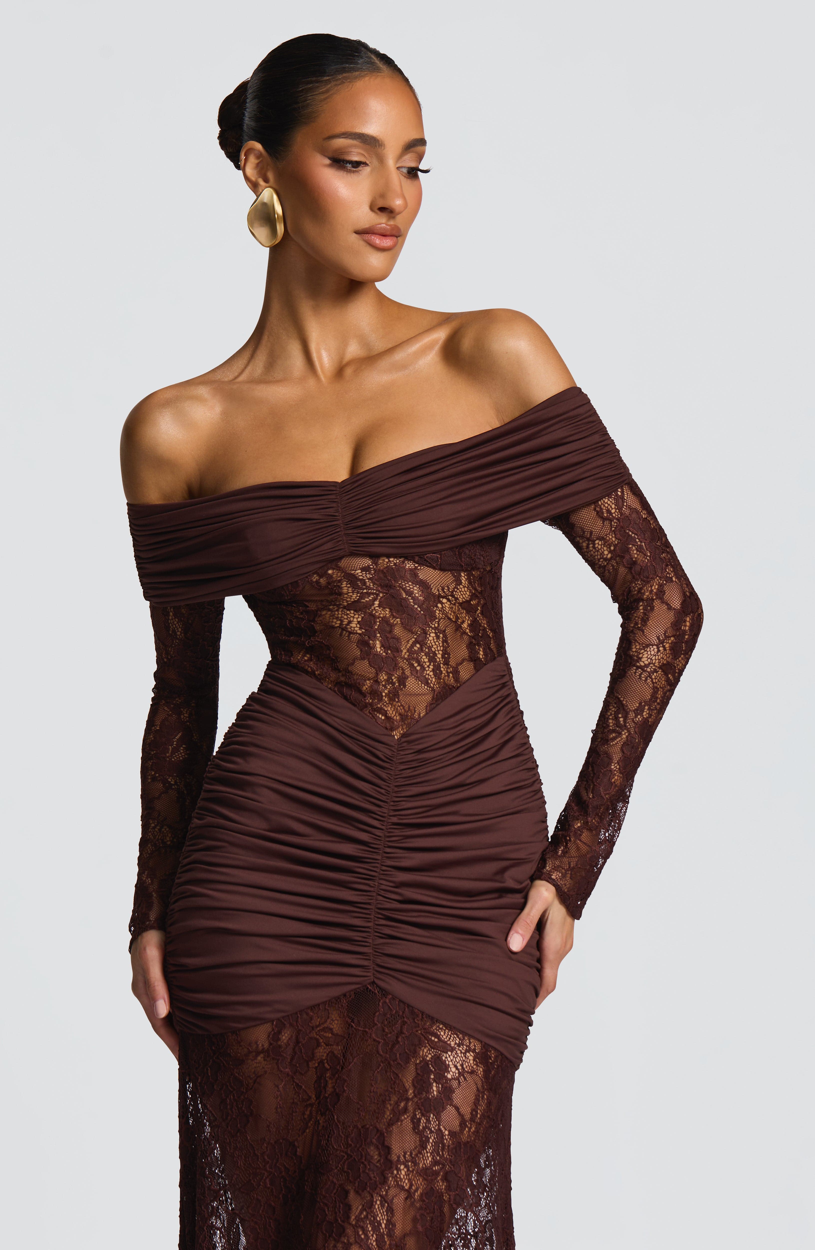 minilena Sauline Maxi Dress Plum Brown