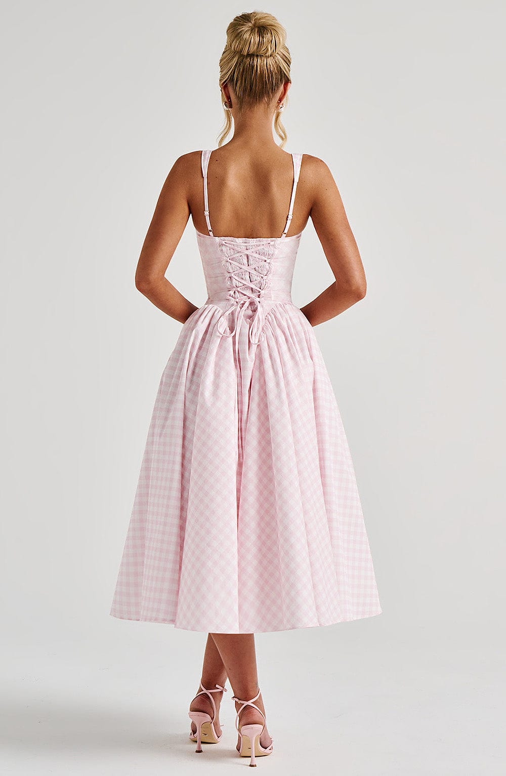 minilena Sherrie Midi Dress Blush Gingham