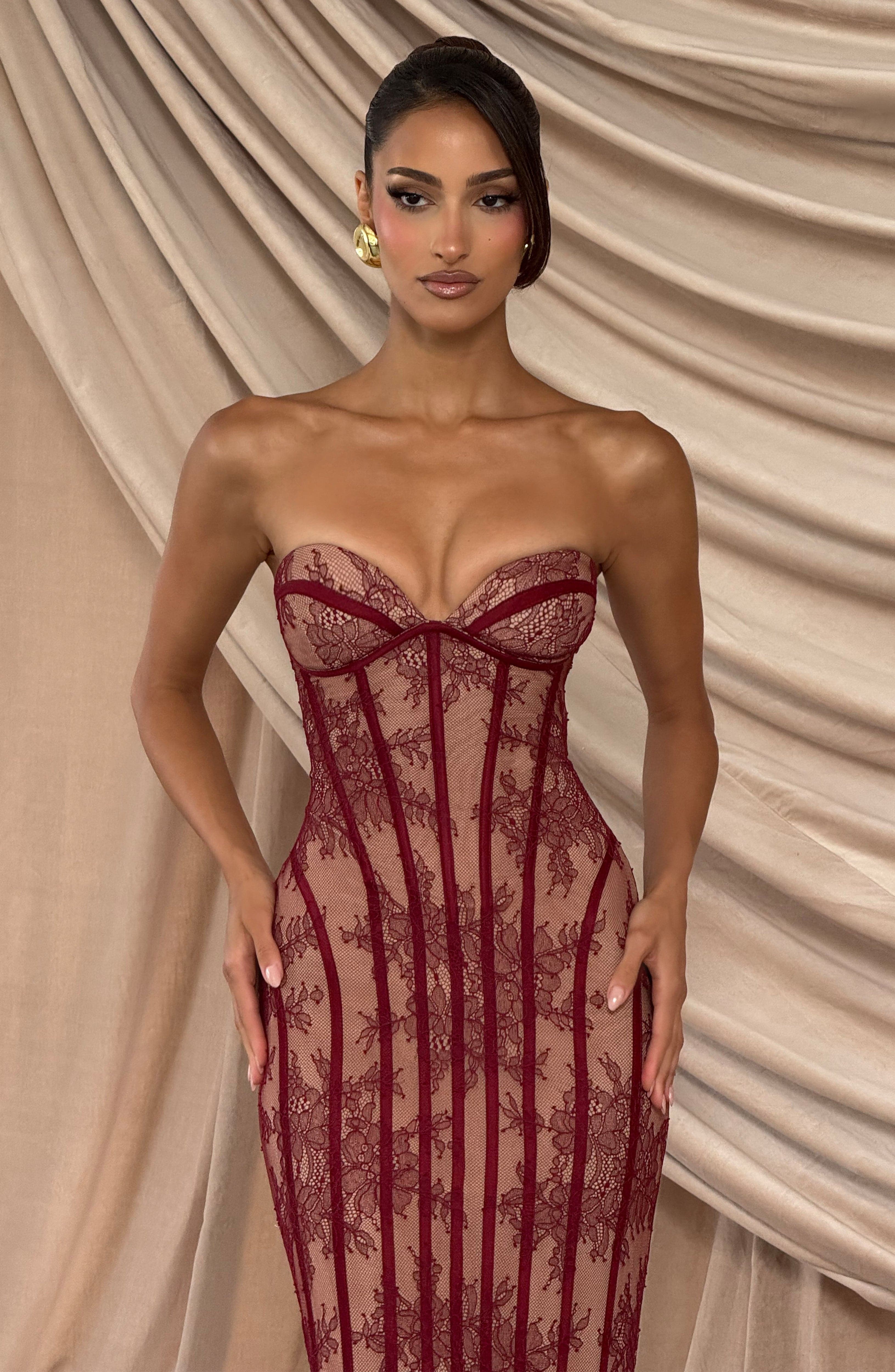minilena Sian Maxi Dress Burgundy