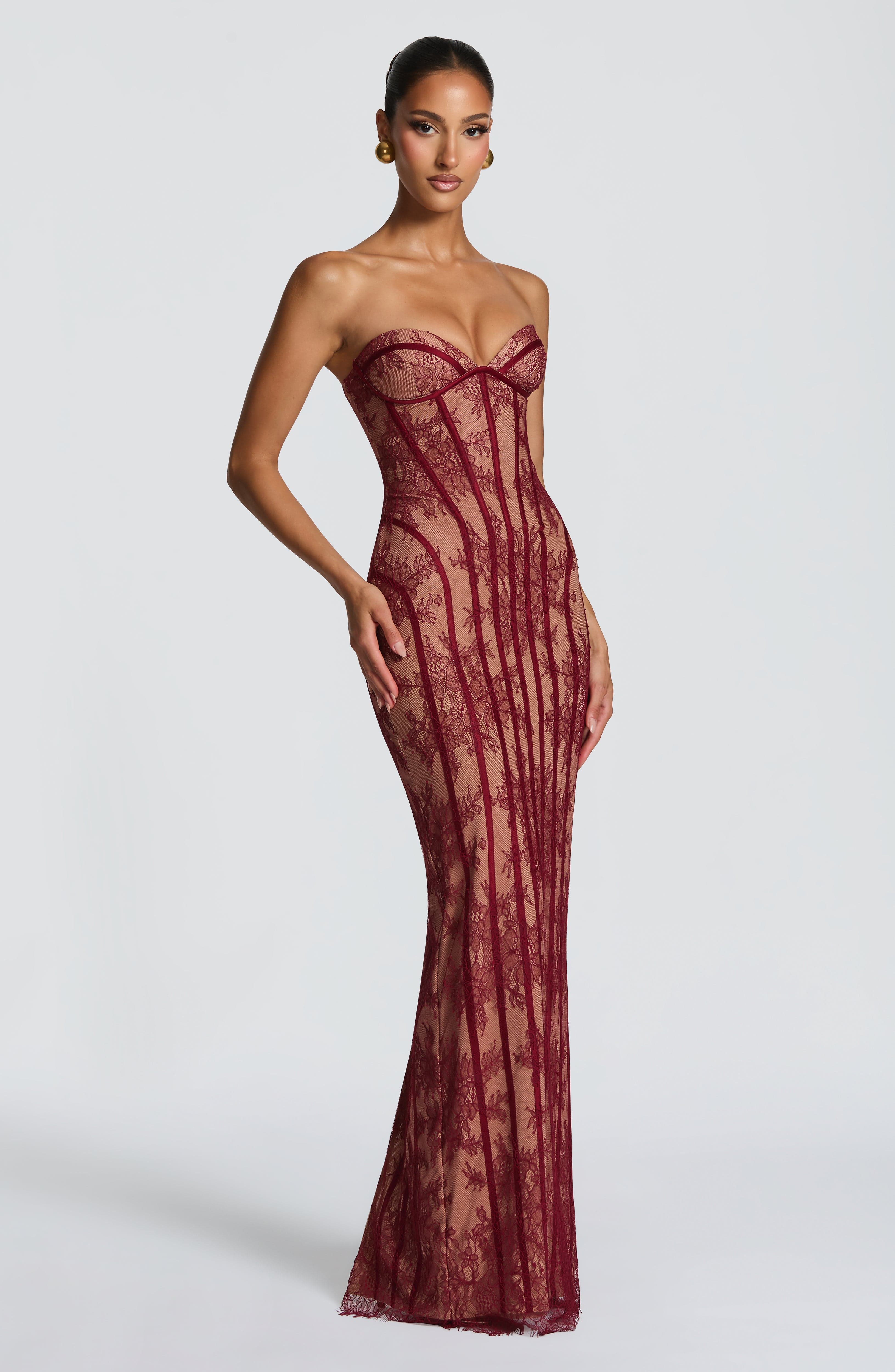 minilena Sian Maxi Dress Burgundy