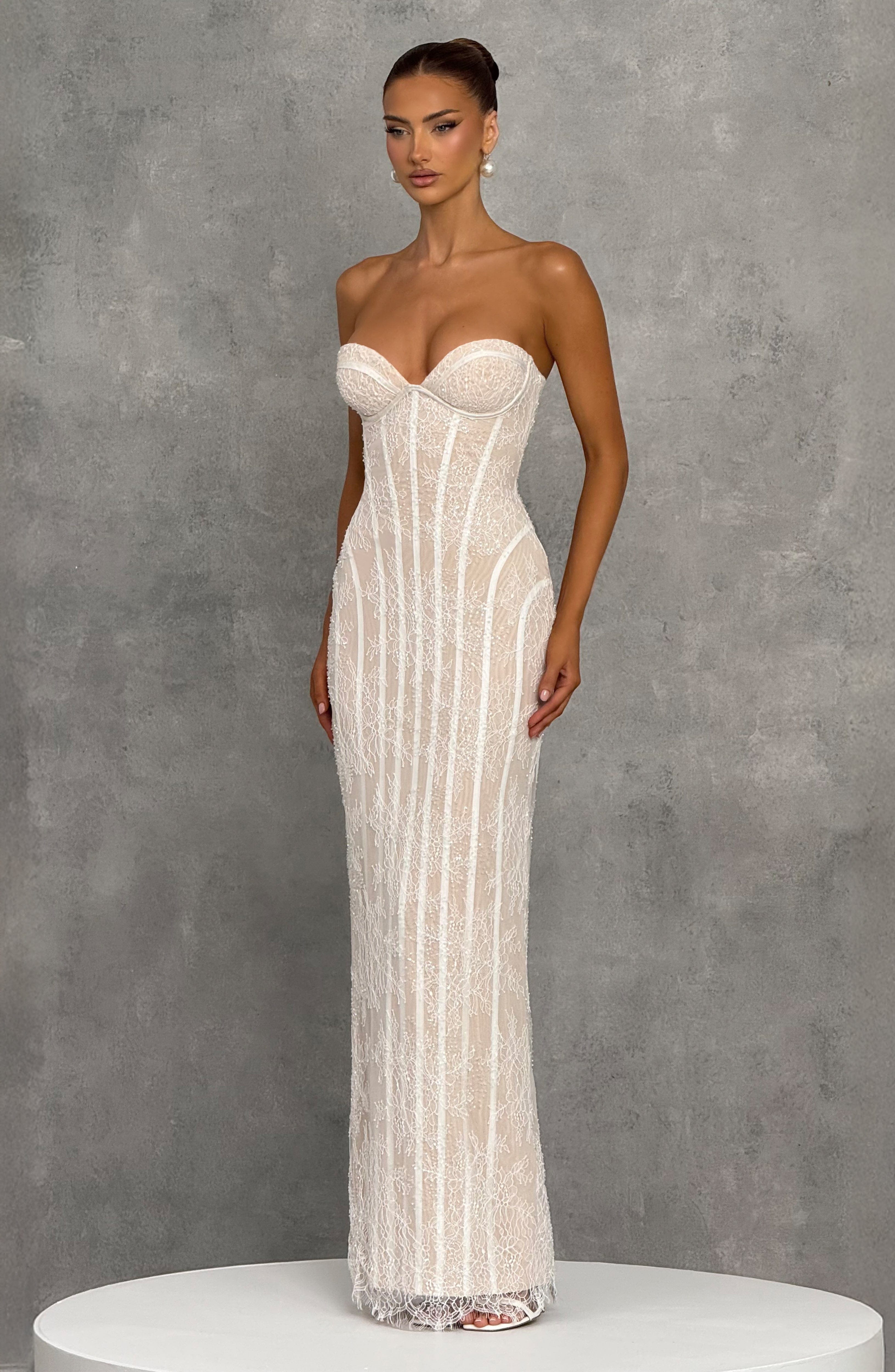 minilena Sian Maxi Dress Ivory Embellishment