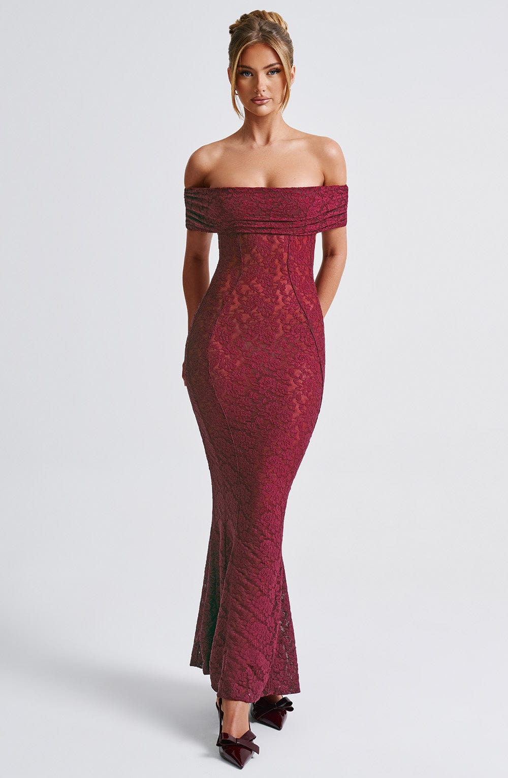 minilena Stephanie Maxi Dress Burgundy