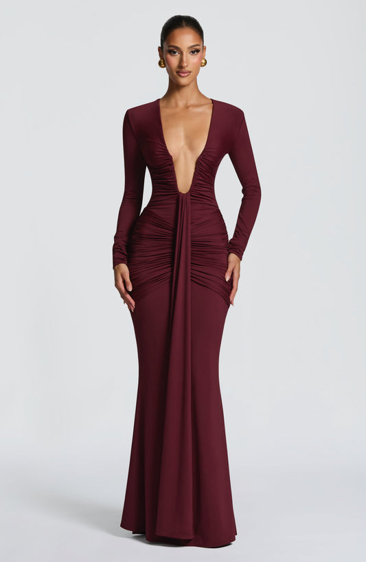 minilena Tara Maxi Dress Cherry Lacquer